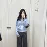 优衣库柔滑棉质拉链针织开衫女装男装/毛衣毛衫外套487005 61 水蓝色 S 实拍图