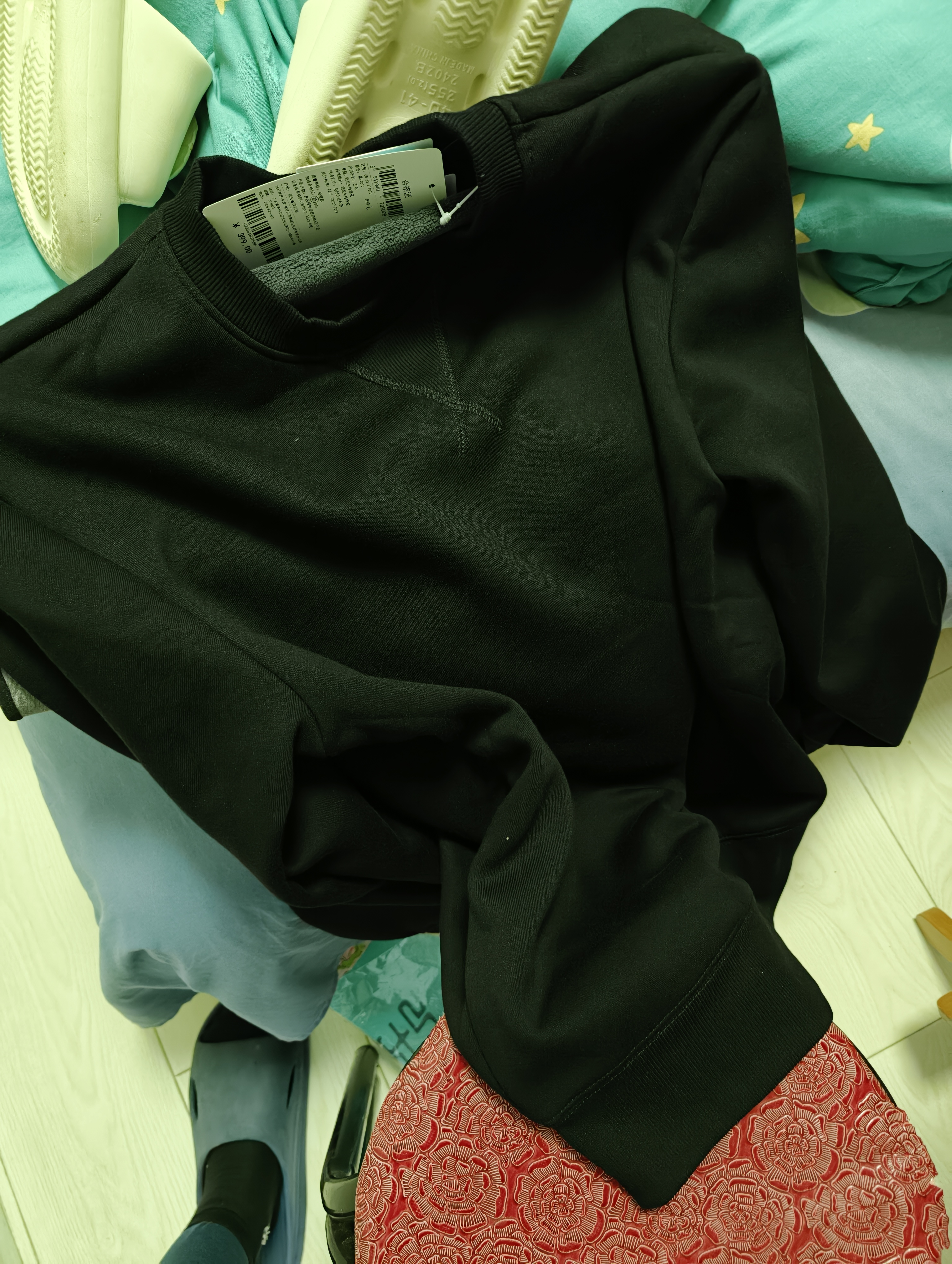 JEANSWEST LIFE真维斯加绒卫衣男秋冬季加厚保暖外套三角设计重磅灰色圆领上衣C 实拍图