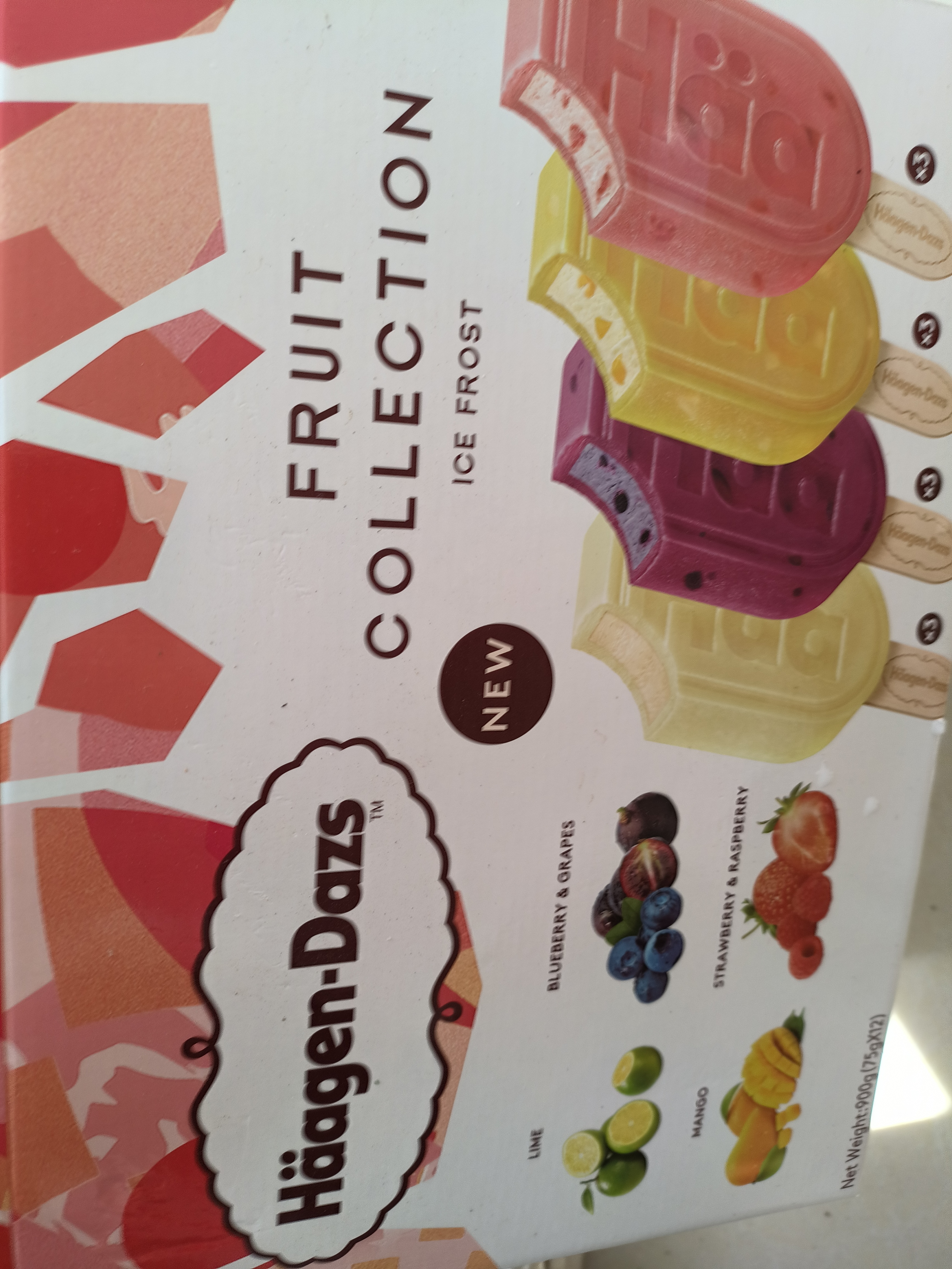 哈根达斯（Haagen-Dazs）雪泥冰淇淋（金桔*3/芒果味*3/草莓味*3/蓝莓葡萄*3）共12只 900g 实拍图