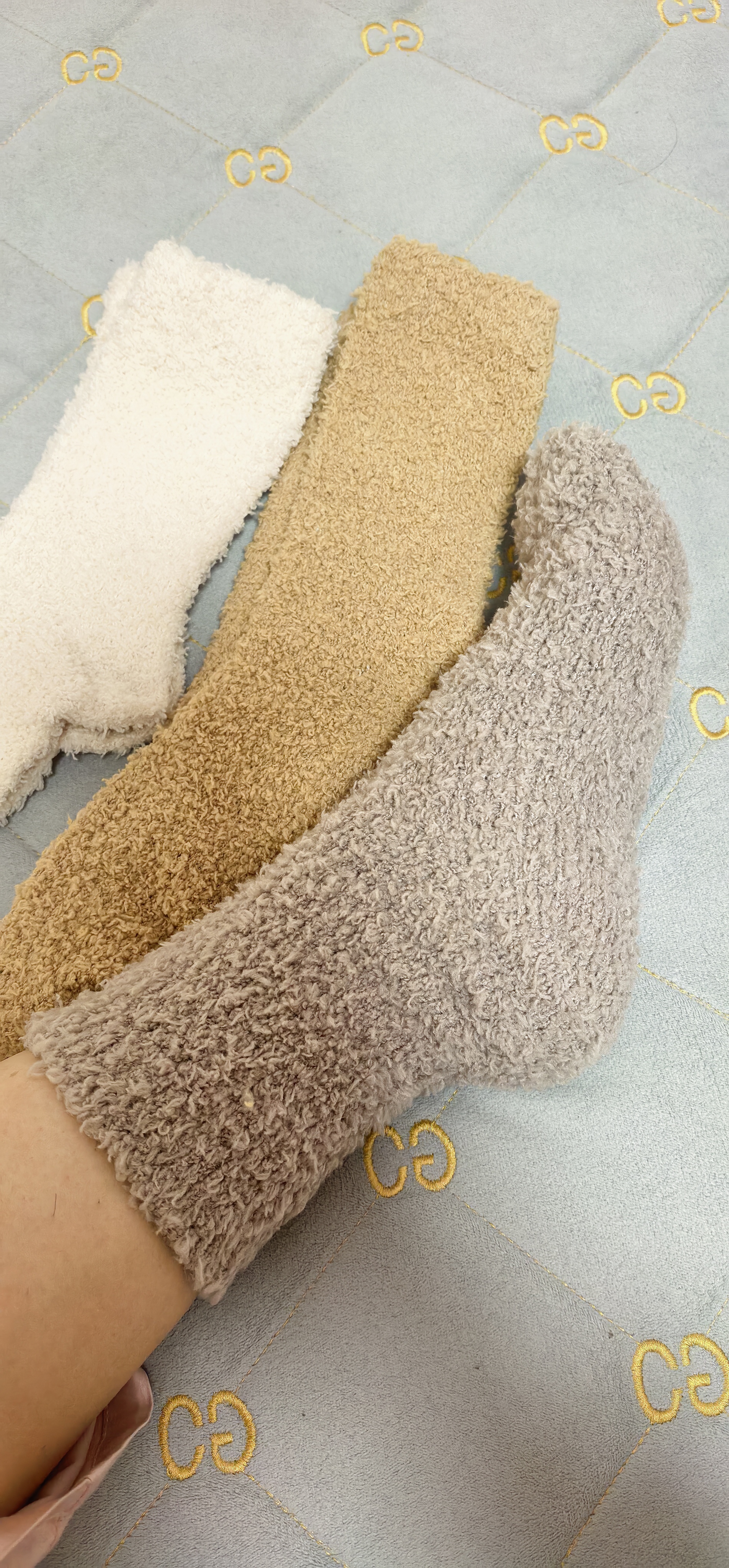 猫人3双珊瑚绒袜子女中筒秋冬季保暖加厚睡觉居家毛毛绒地板袜睡眠袜 实拍图