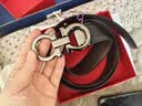 菲拉格慕（Ferragamo）腰带男士商务双面板扣皮带牛皮 3.5CM宽 送男友父亲节礼物礼盒装 黑棕荔枝纹/枪色扣679710-689134 实拍图