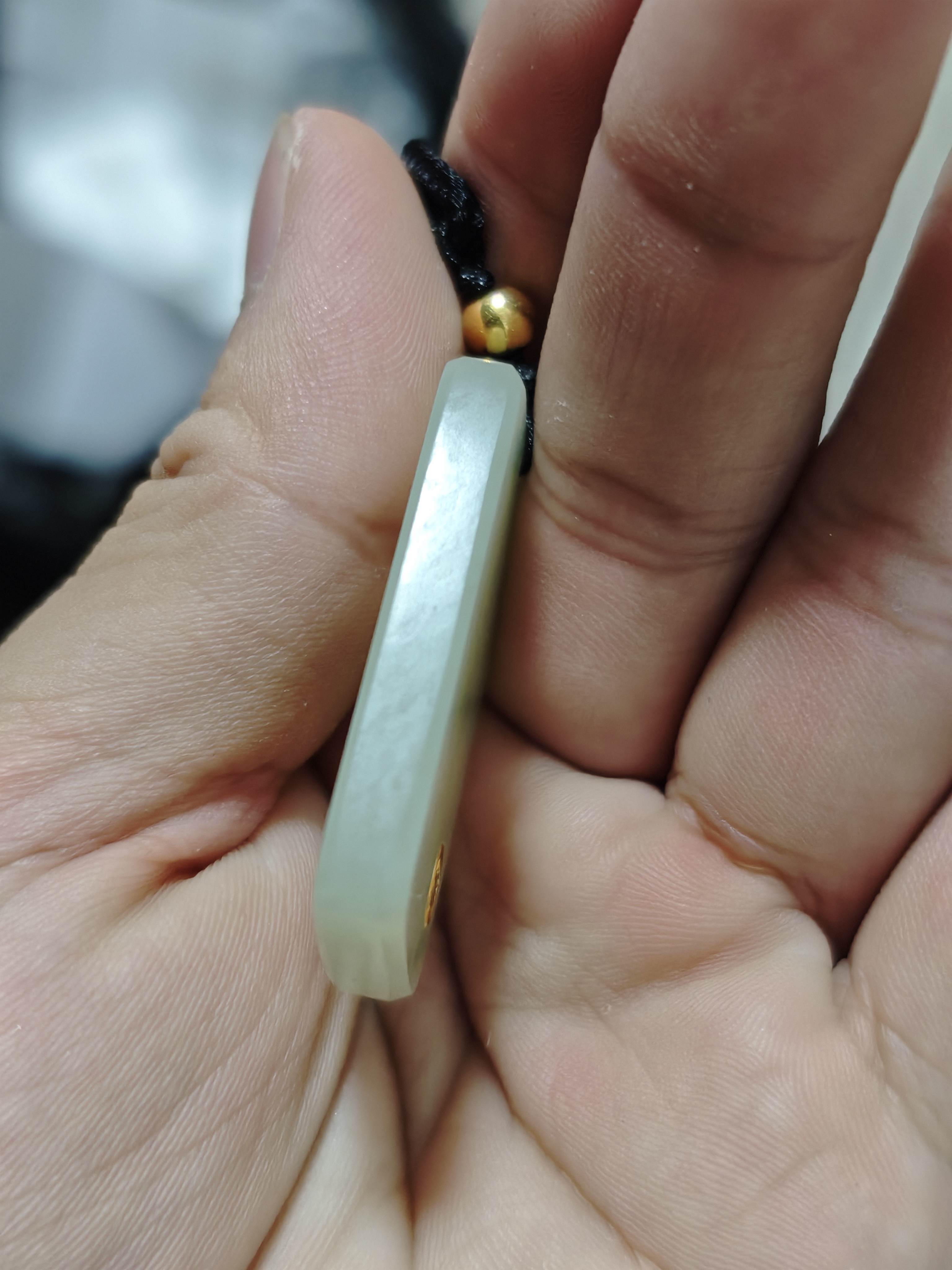 周大生【生日礼物】 和田玉平安无事牌吊坠金镶玉吊坠送男女友送礼盒 大版-平安启福【约0.15g】 实拍图