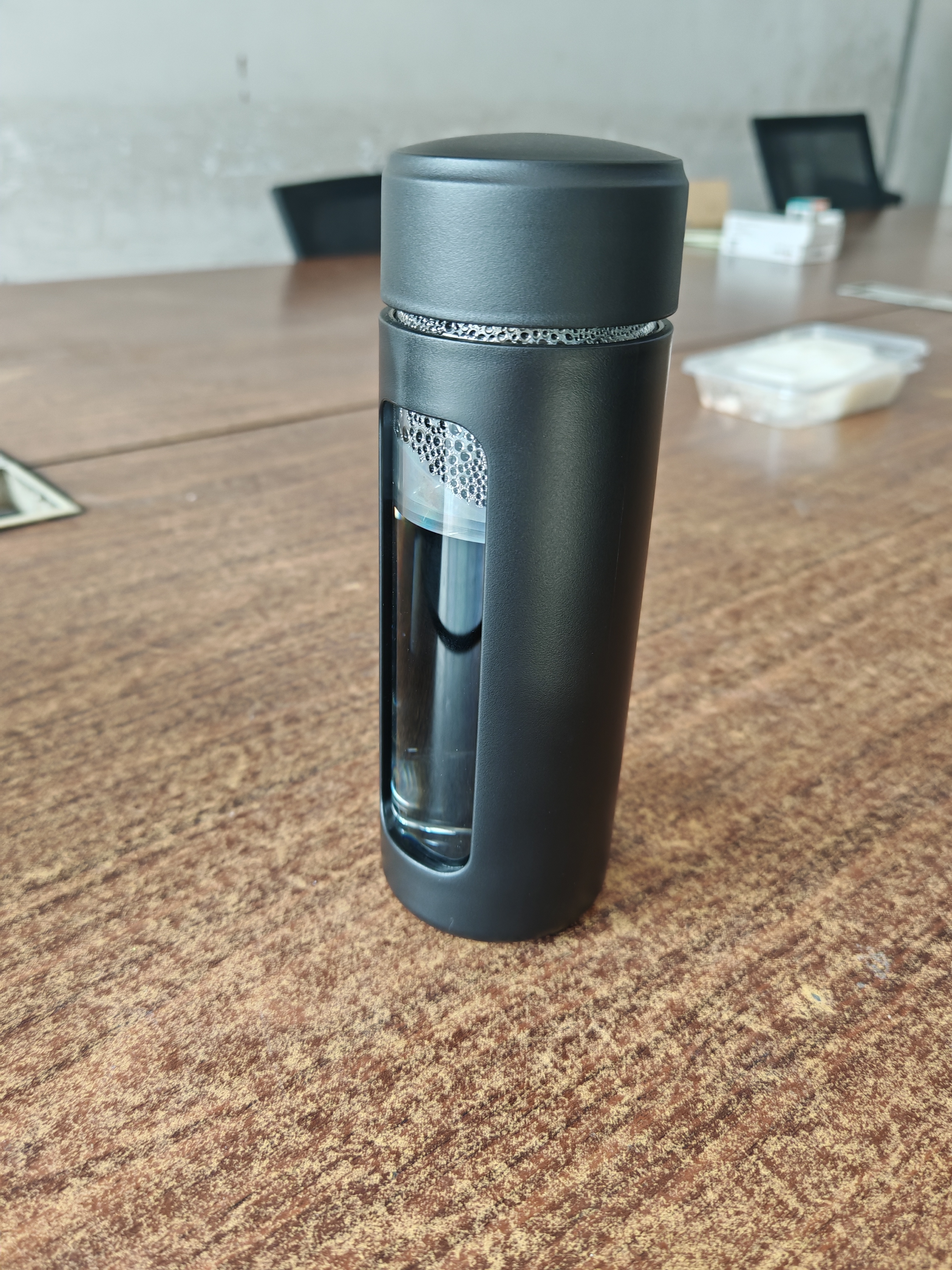 天喜（TIANXI）玻璃杯带茶隔塑玻杯大容量茶水分离泡茶杯子黑色380ml礼物 实拍图