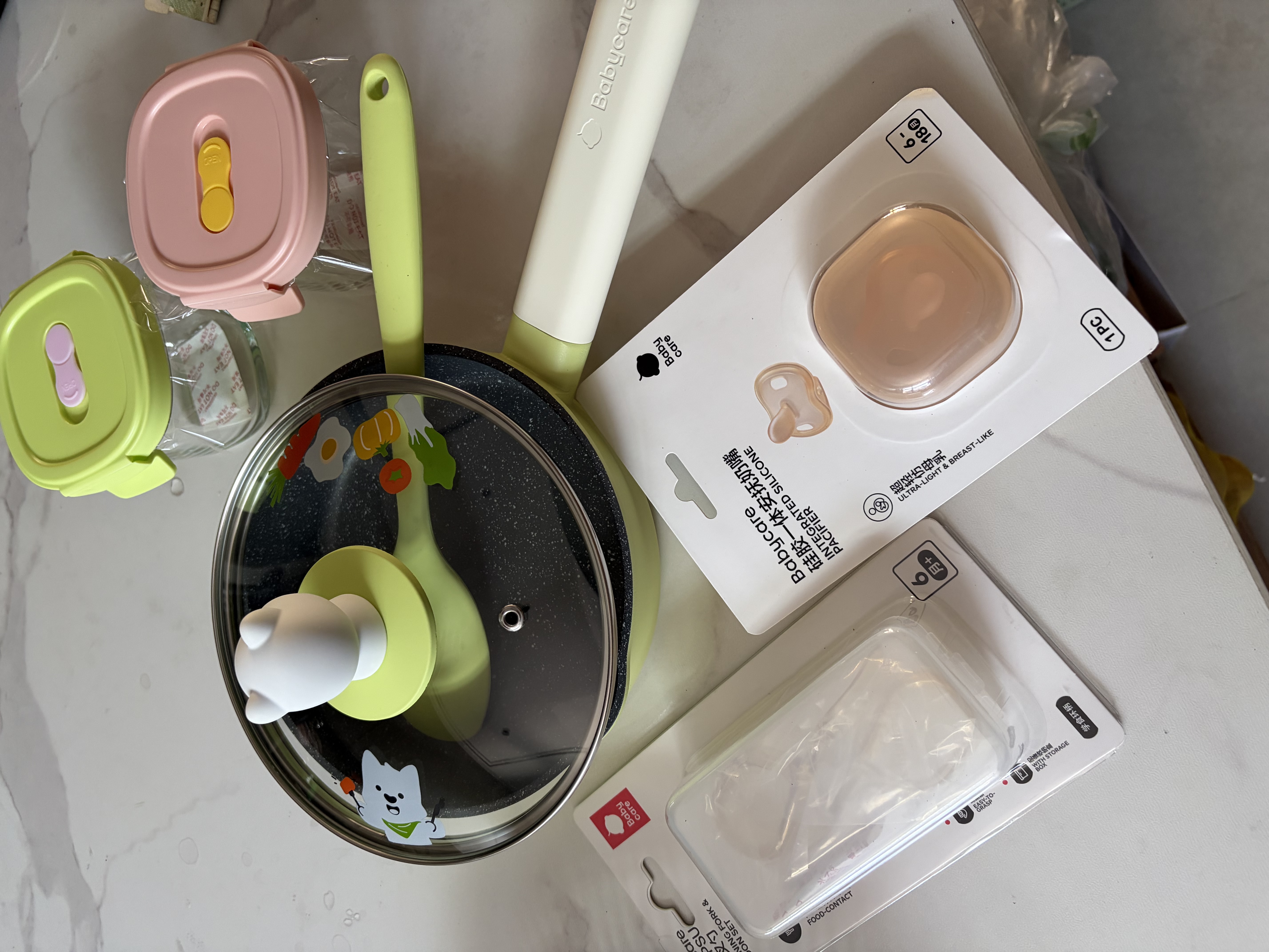 babycare婴儿辅食盒玻璃宝宝辅食保鲜工具便携防漏蒸煮冷冻储存青+粉220ml 实拍图