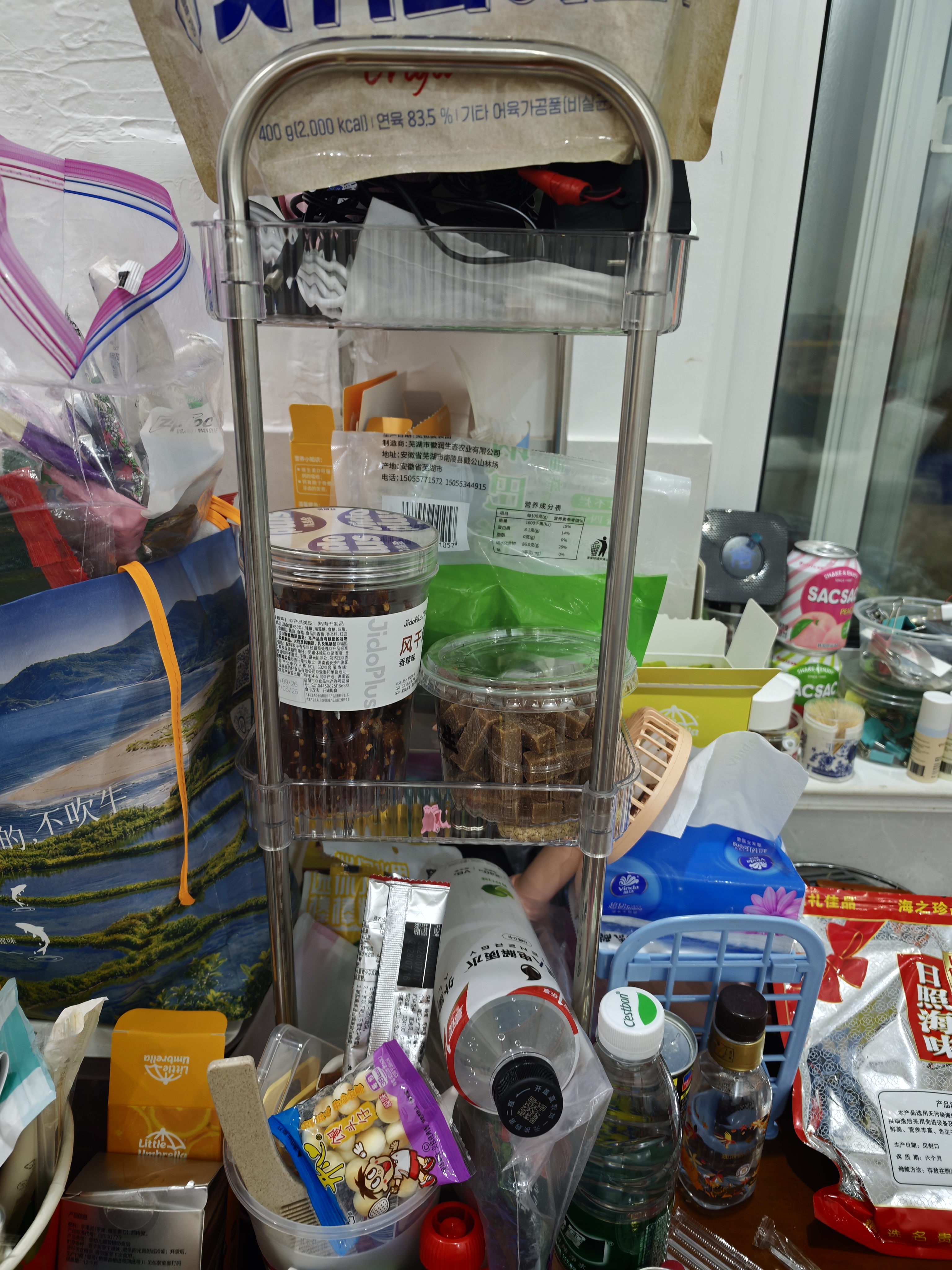 【全网热销】亚克力厨房置物架多层零食收纳盒架子调料架小推车 3层【不带篮】 实拍图