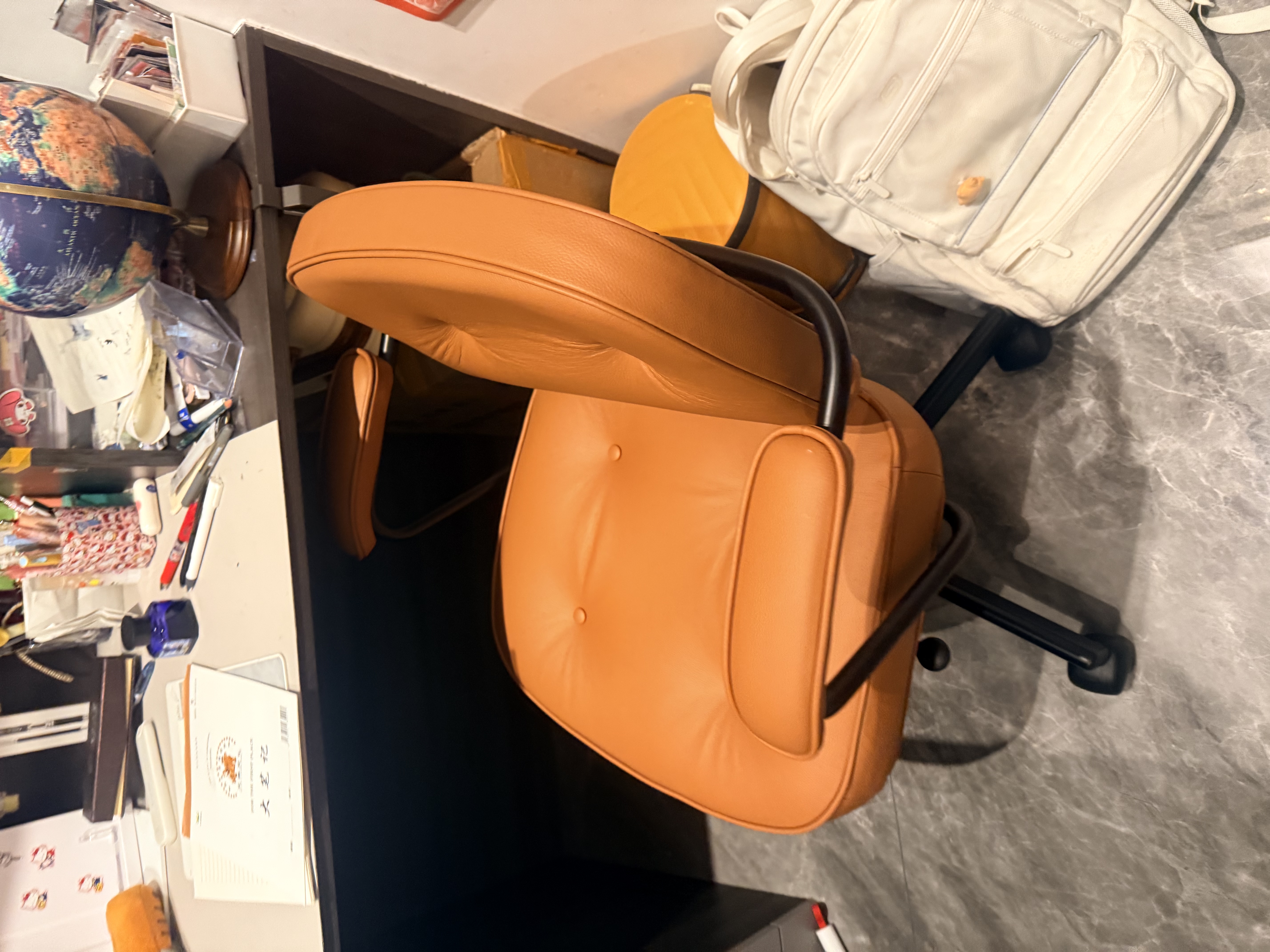 宜家（IKEA）【单品包邮】阿勒夫耶正品人体工学椅办公椅真皮电脑椅商务老板椅 【头层牛皮-真皮】金棕色 实拍图