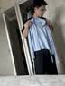 优衣库柔滑棉质拉链针织开衫女装男装/毛衣毛衫外套487005 61 水蓝色 S 实拍图