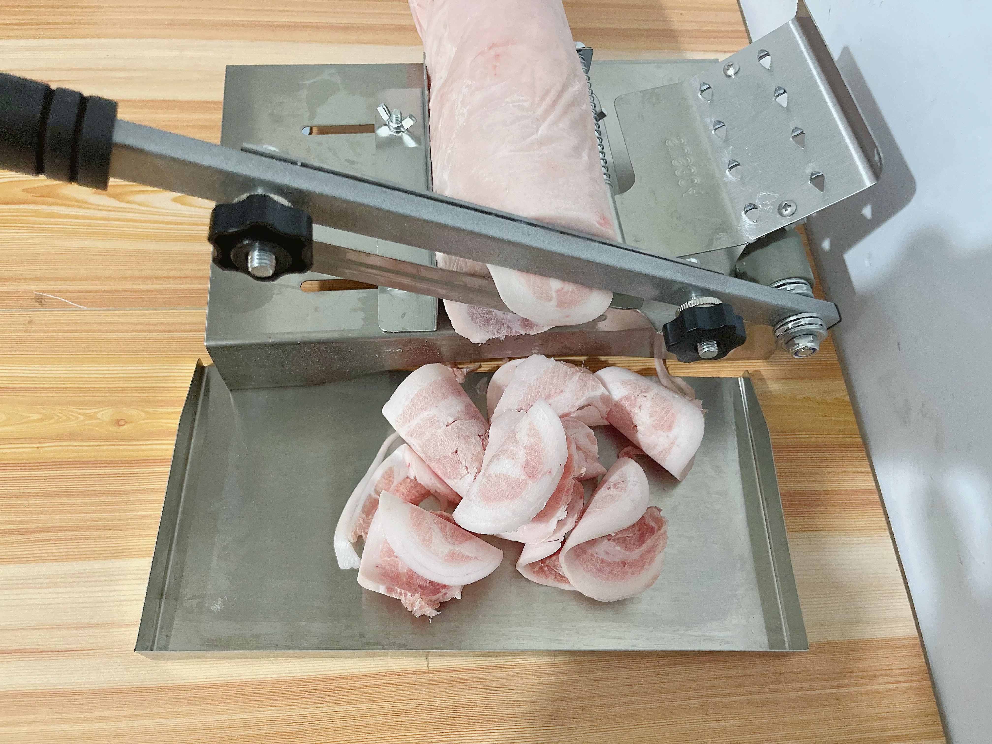双枪切肉片机斩骨刀304不锈钢牛羊肉卷切片机家用刨肉机手动切冻肉 实拍图