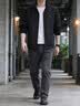 罗蒙（ROMON）夹克男潮流秋冬季商务行政立领宽松休闲防风外套男装JK83黑色XL 实拍图