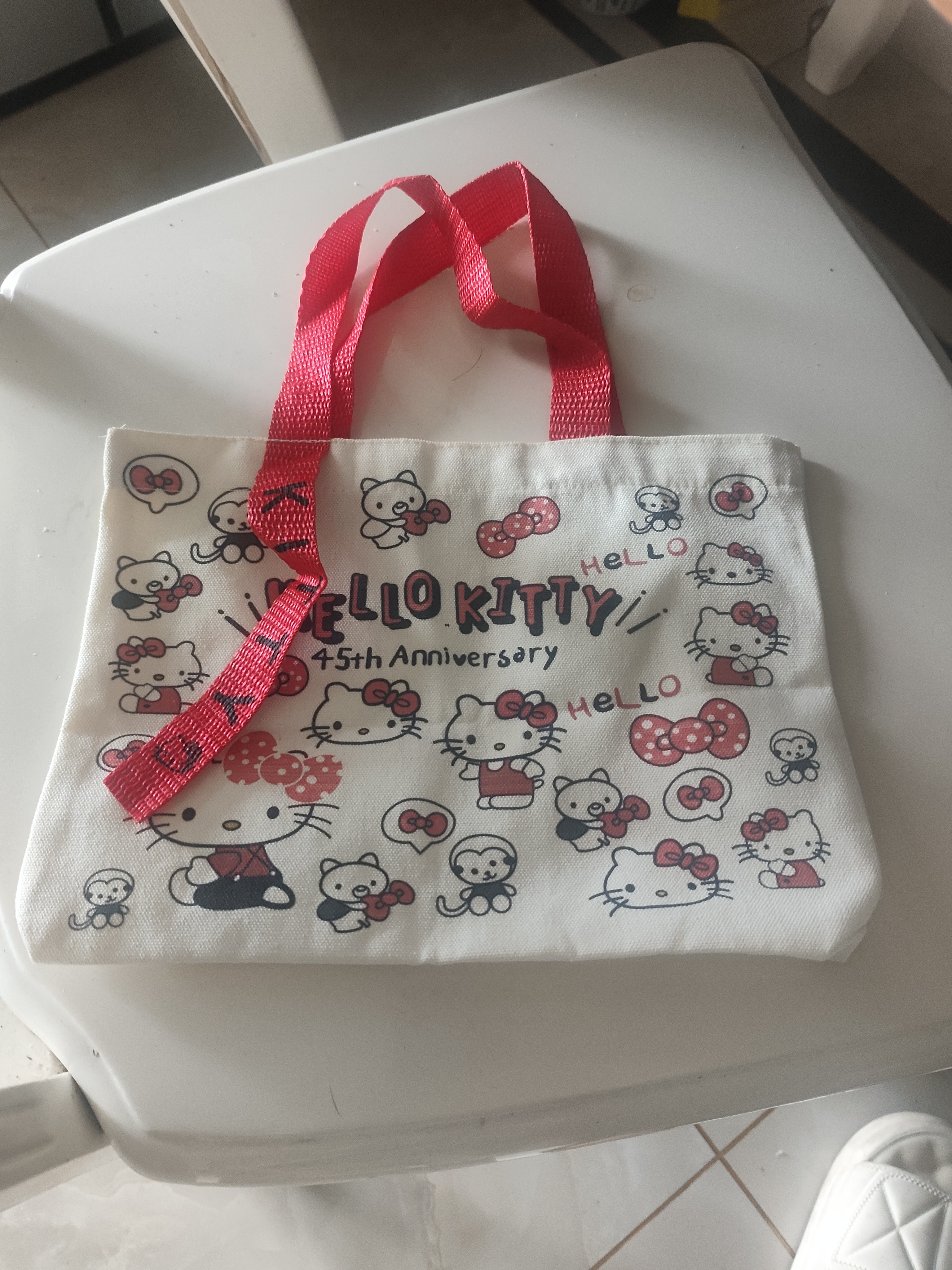 心动购物季学生可爱凯缇画包帆布包学生绘画出行可爱草莓小熊超萌凯缇猫便携小包收纳方便手提 新款KT帆布包【红飘带】 实拍图