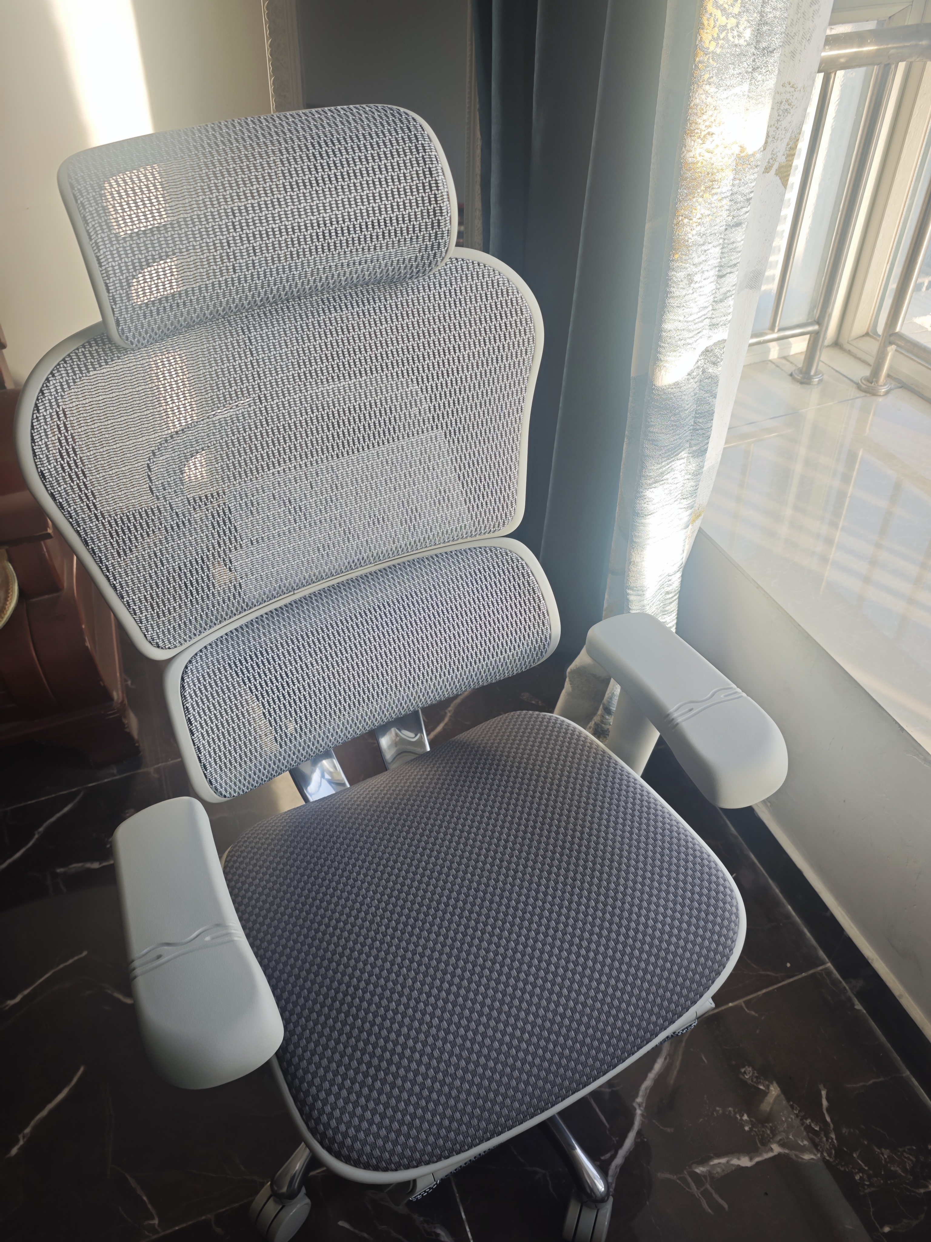Ergonor保友金豪B雄鹰/悦动 人体工学椅 电脑椅电竞椅办公椅子可躺座椅 银白(云感科技坐垫)+躺舒宝 实拍图