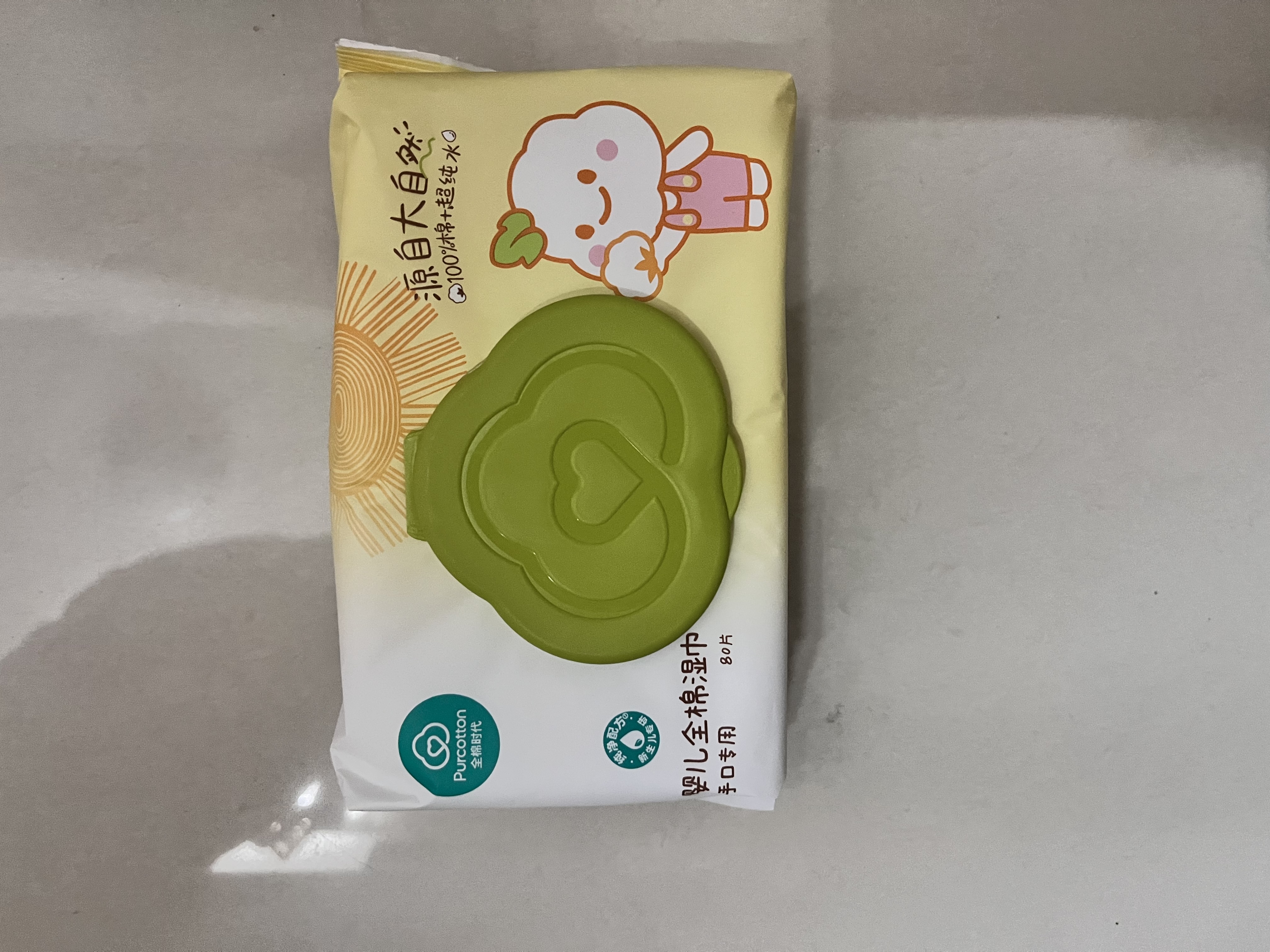 全棉时代 婴儿湿巾新生儿湿纸巾100%纯棉屁屁湿纸巾实惠装80抽*8包 实拍图