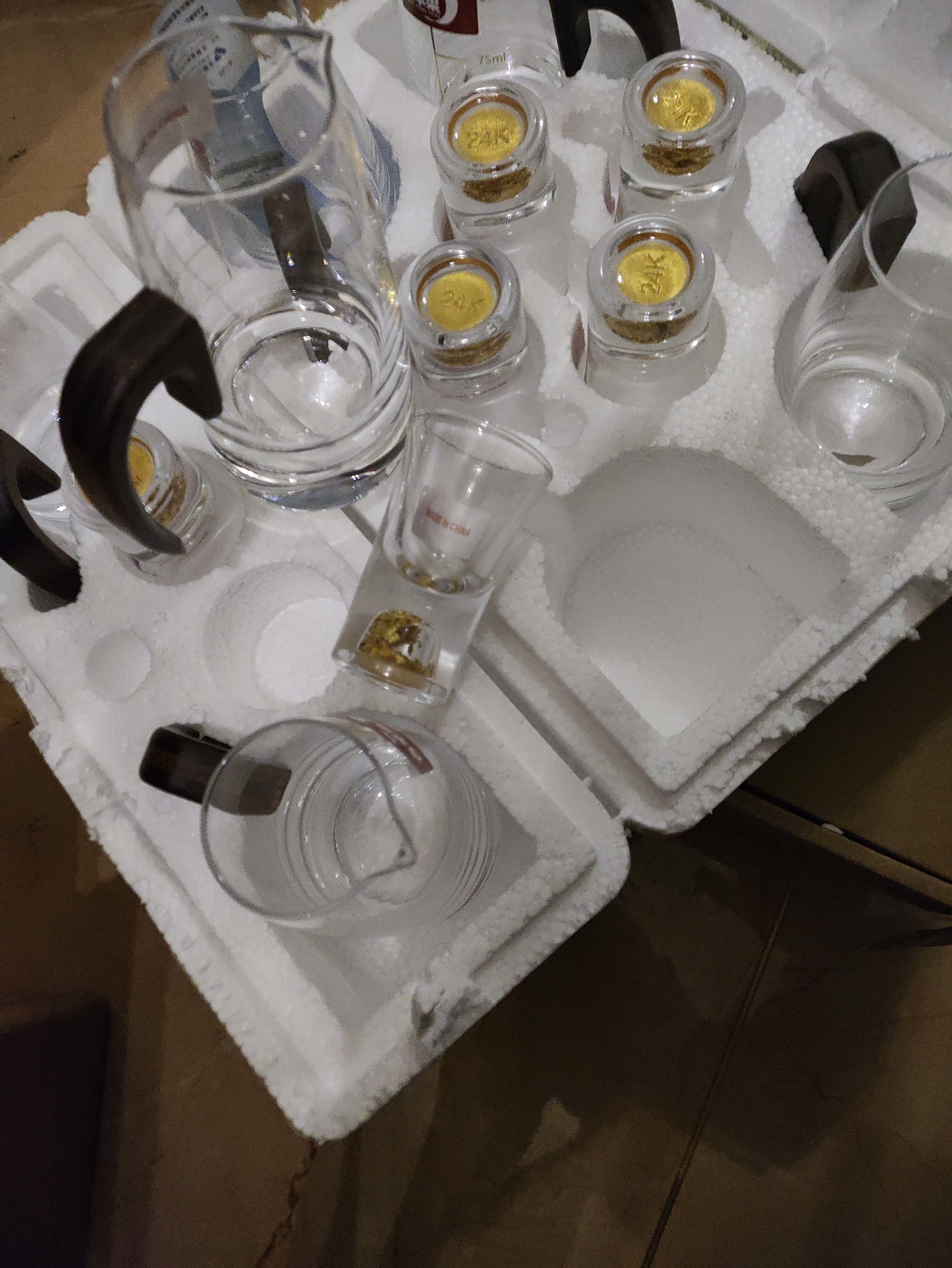 青苹果水晶玻璃胡桃木把分酒器金箔白酒杯套装十全十美杯架办公家用待客 实拍图
