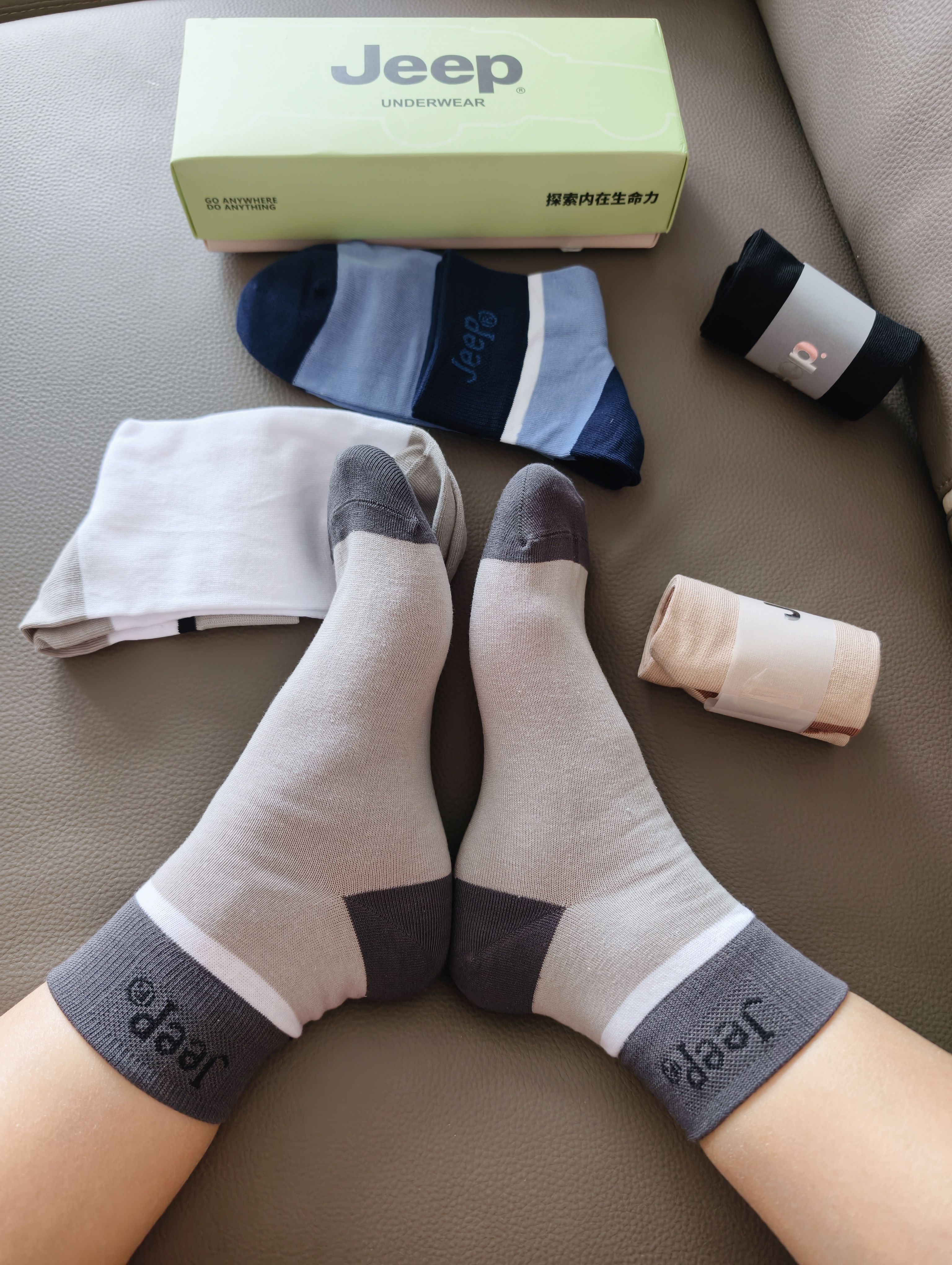 JEEP袜子男秋冬【100%纯棉+10A抗菌】防臭袜2026新款运动全棉休闲袜 实拍图