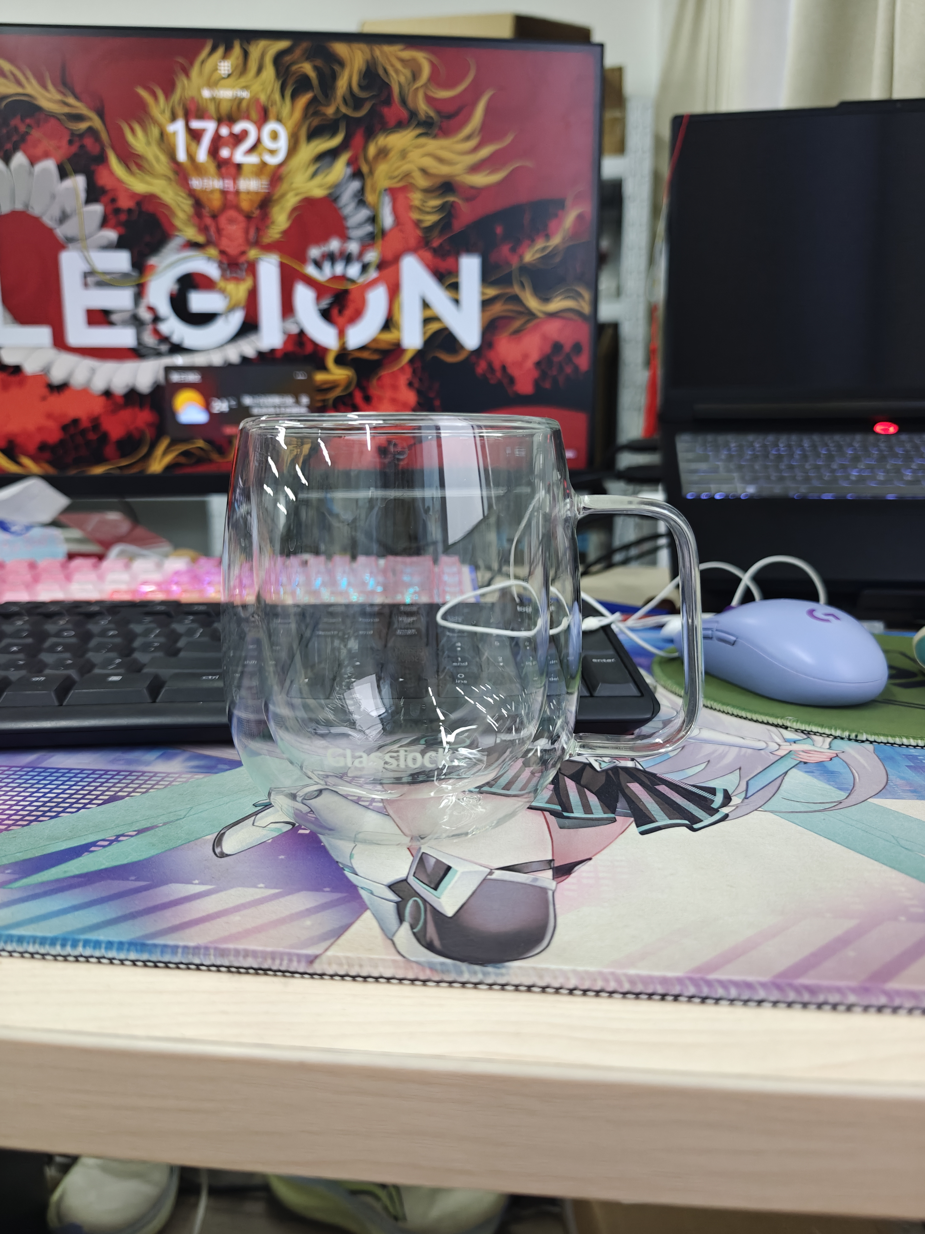 GLASSLOCK茶杯双层玻璃杯家用儿童水杯咖啡杯耐高温泡茶杯室高硼硅450ml 实拍图