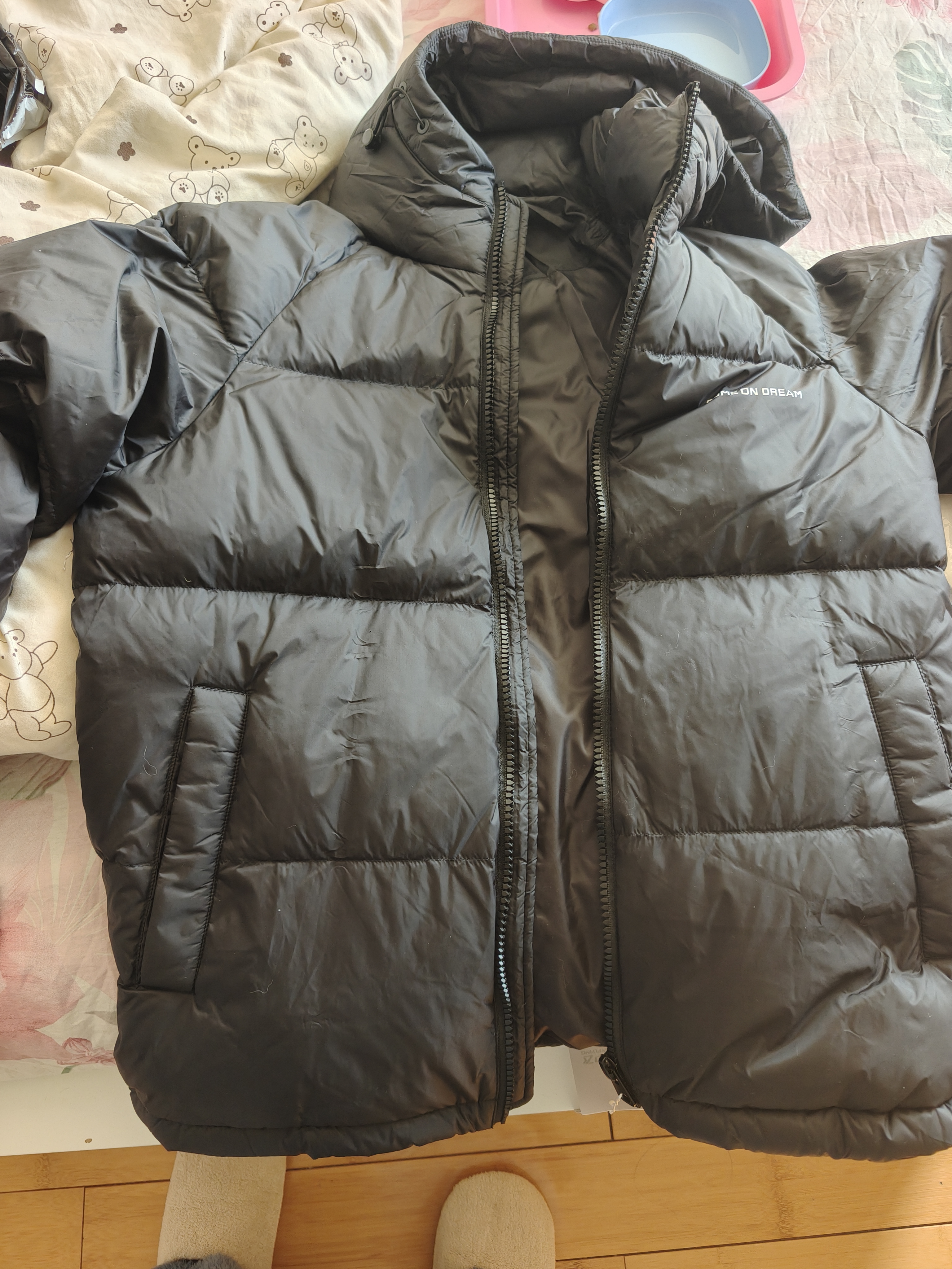 雪中飞秋冬新款羽绒服男女短款连帽时尚面包服90绒加厚保暖外套 实拍图