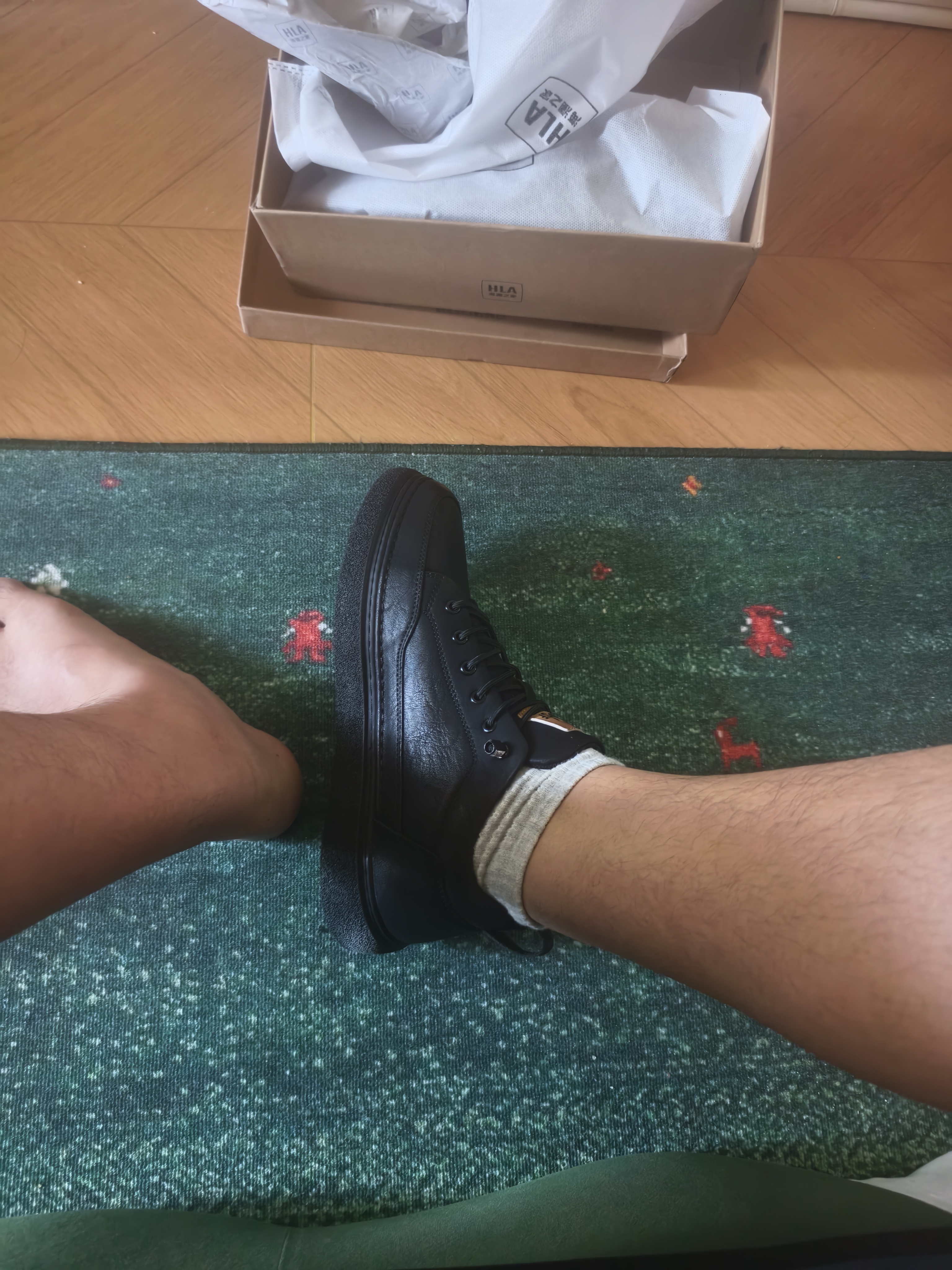 海澜之家HLA男鞋休闲皮鞋耐磨男士板鞋子HAAXXM1EBF038 黑色45 实拍图