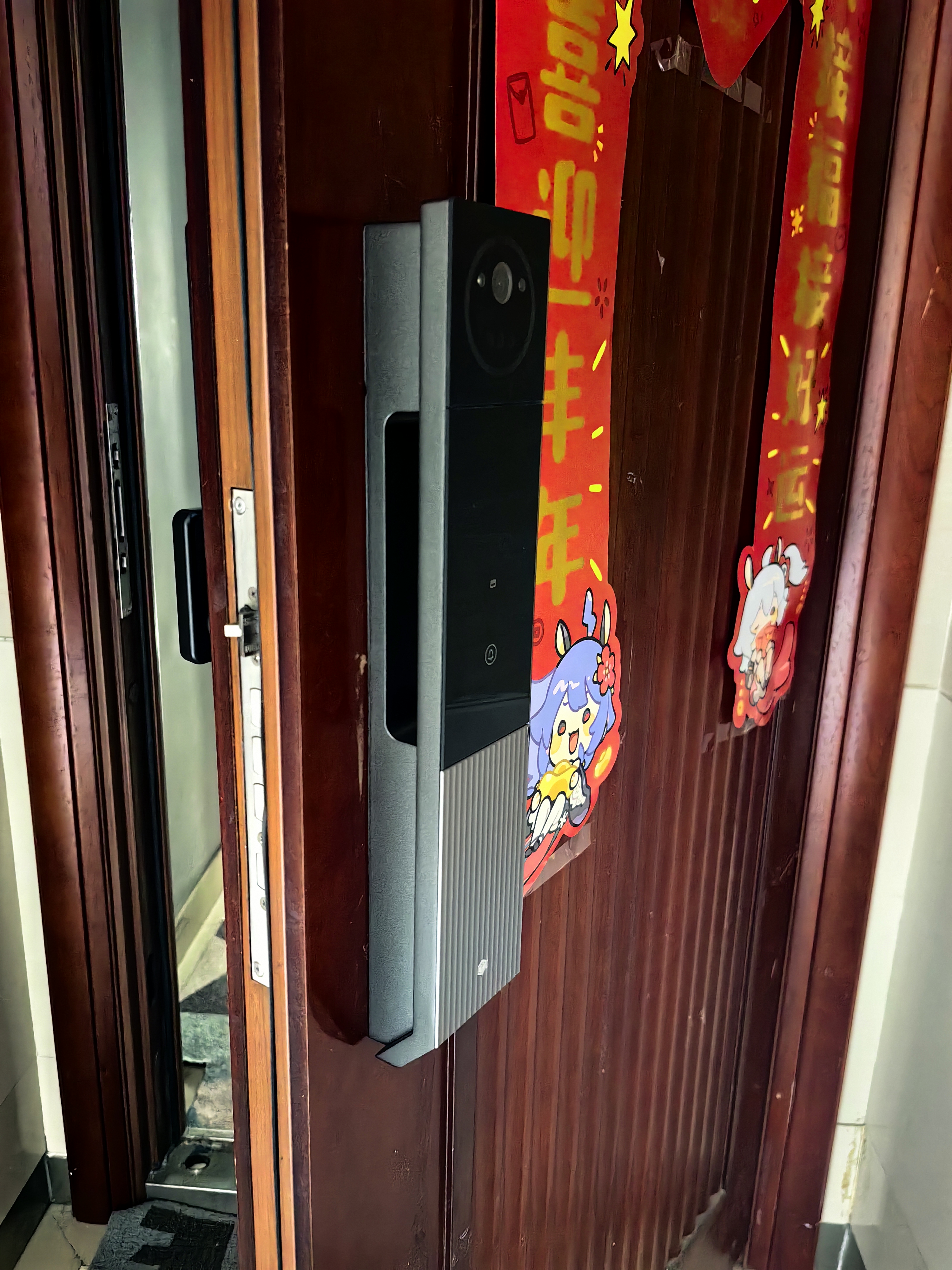 京东京造掌静脉双摄智能门锁Max 人脸识别猫眼指纹密码电子锁防盗门锁 实拍图