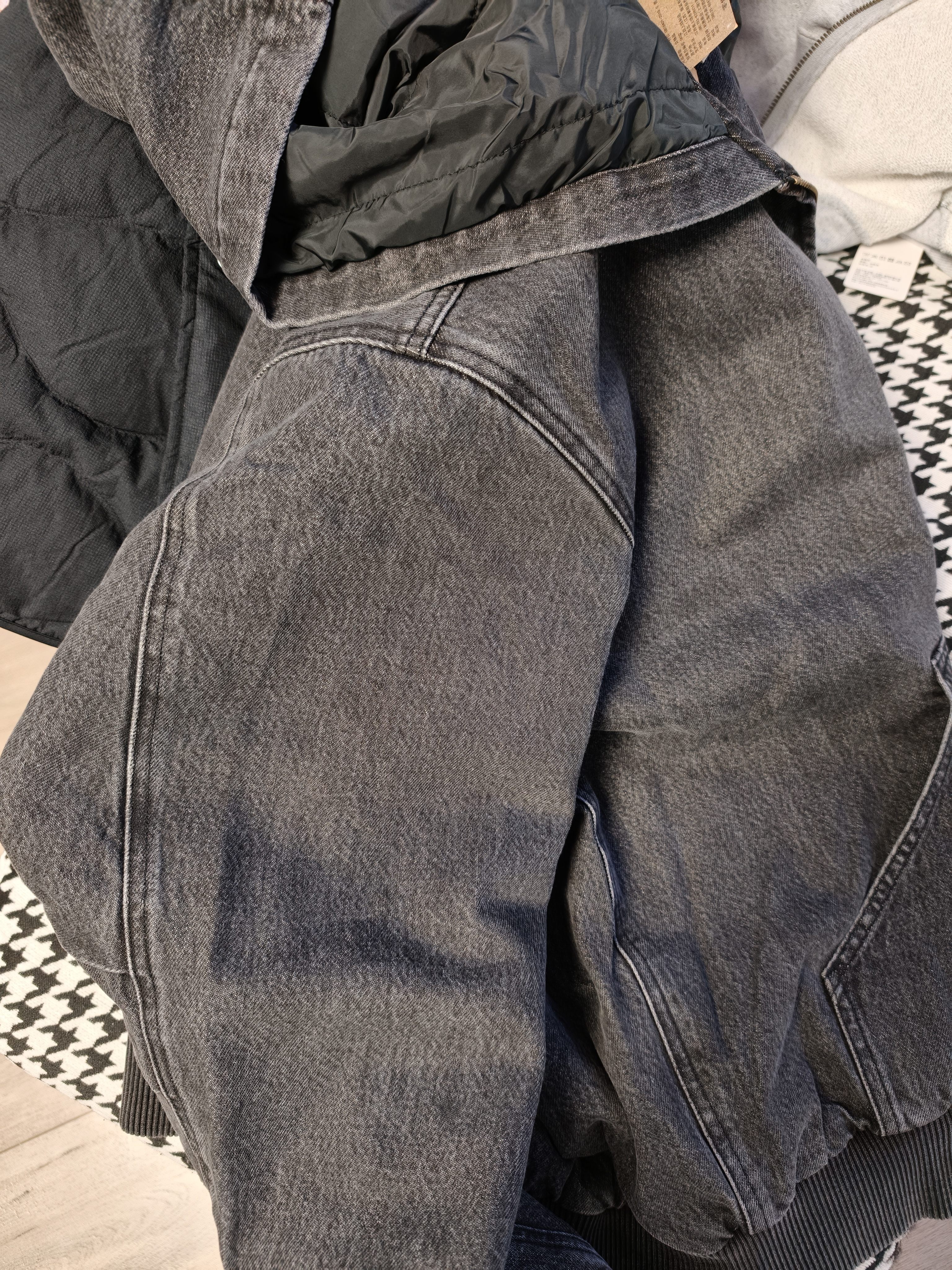 Levi's李维斯新款情侣同款美式复古水洗牛仔夹克棉服厚外套 黑灰色 XL 实拍图