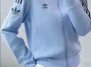 adidas复古风针织休闲运动立领夹克早秋外套卫衣女阿迪达斯三叶草   淡蓝色/黑色（推荐选大一码）   M 实拍图