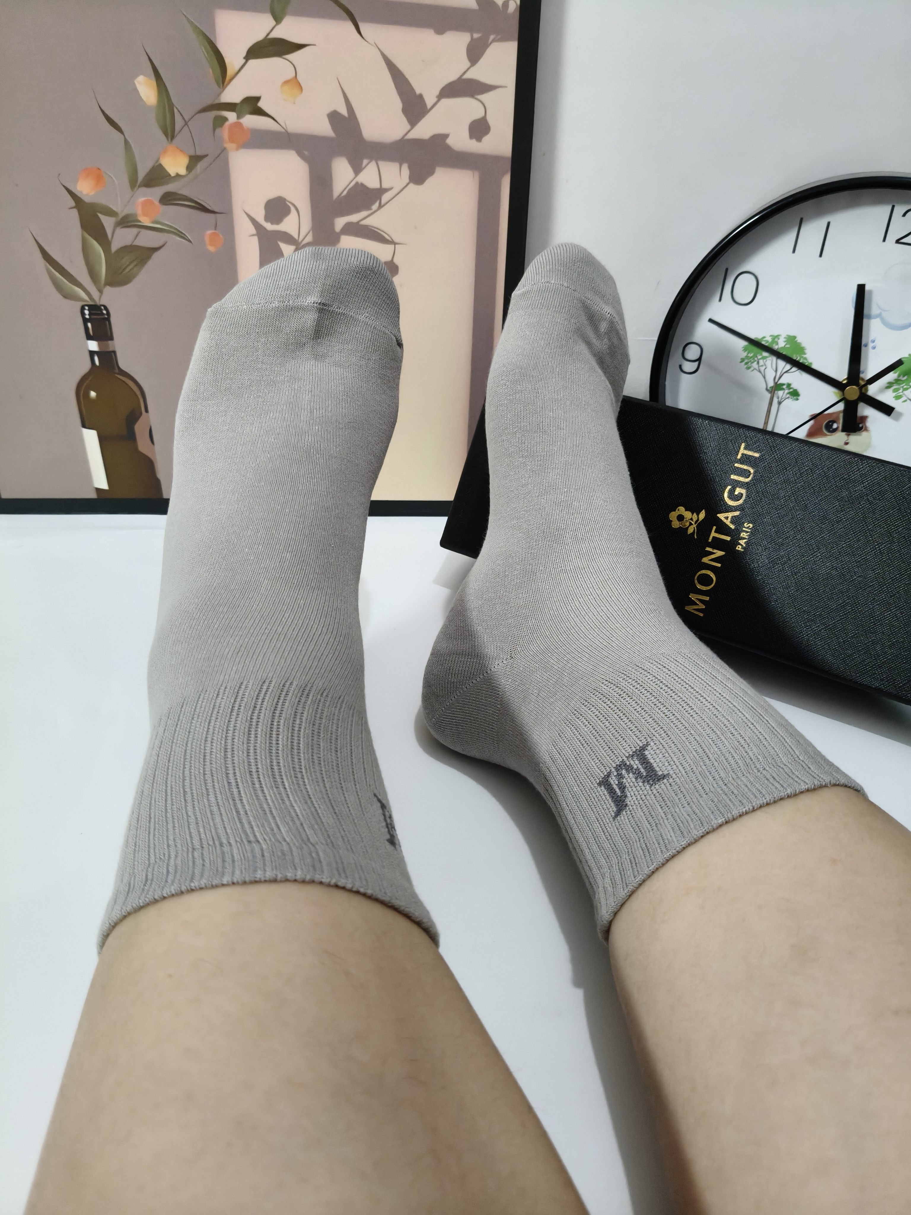梦特娇袜子男士秋季100%纯棉10A抗菌防臭袜艾草精油休闲透气运动中筒袜 实拍图