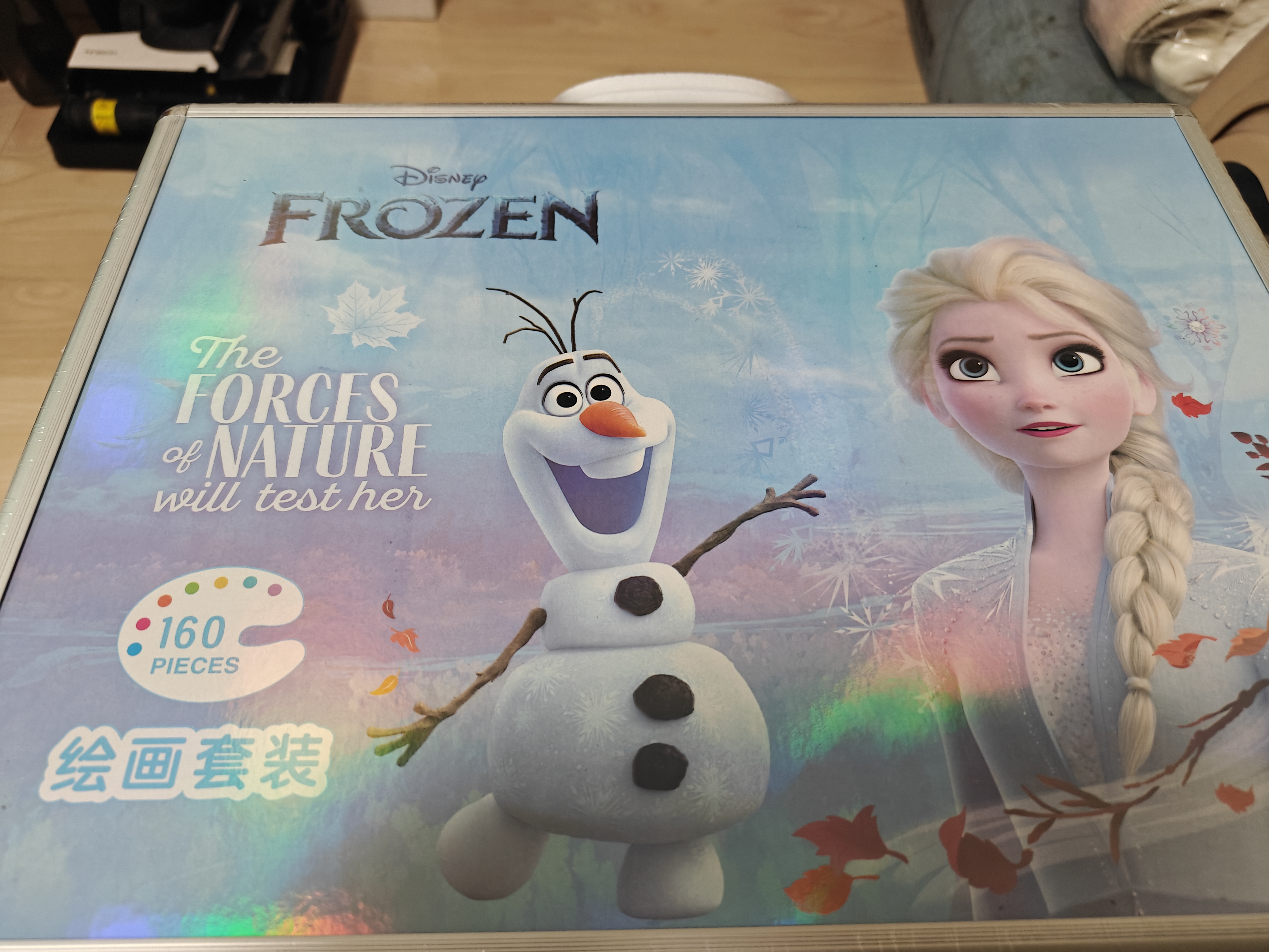 迪士尼（Disney）绘画礼盒160件儿童文具礼盒水彩笔 镭射款艾莎公主女孩生日礼物玩具画画套装 实拍图