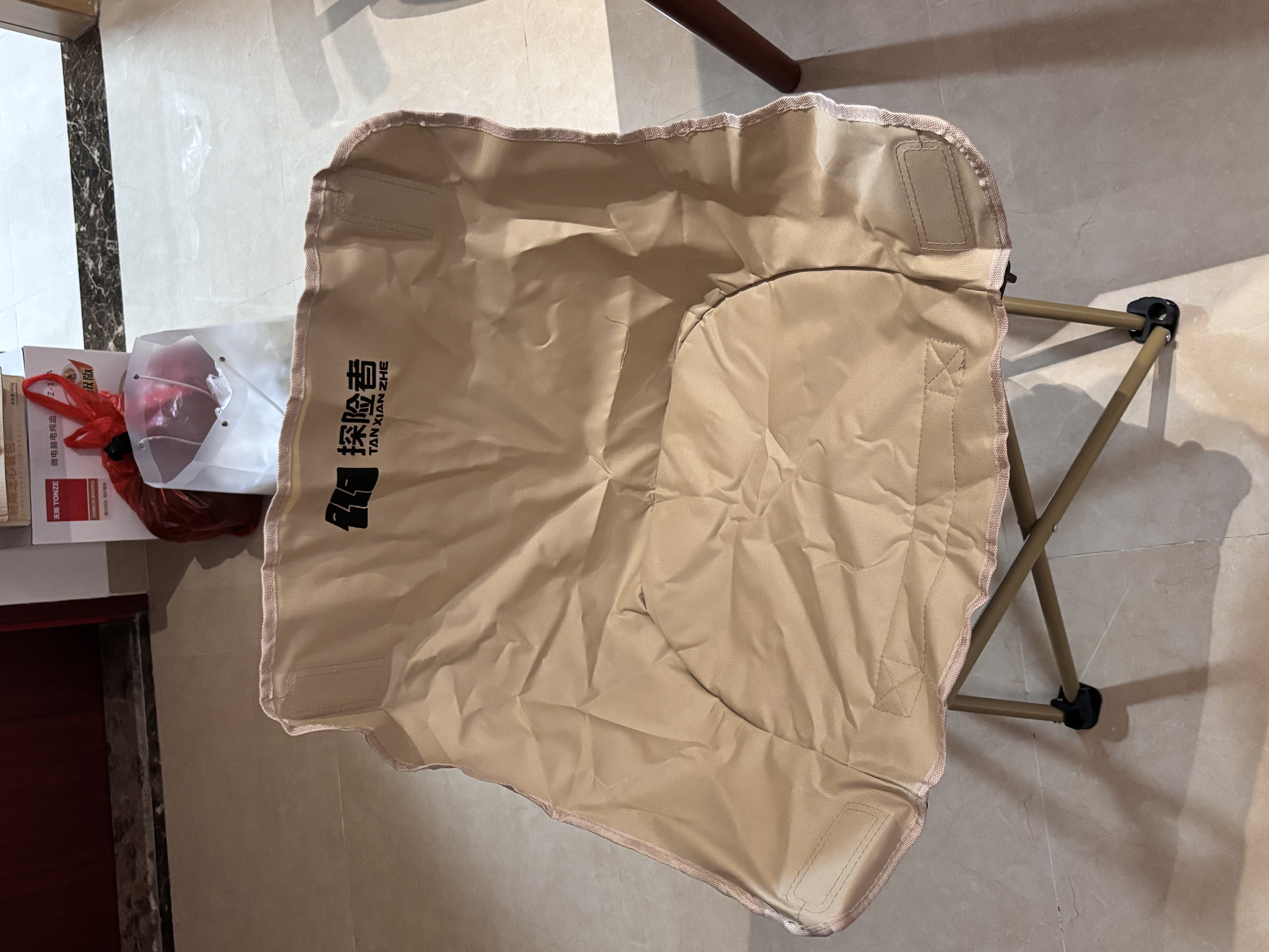 探险者（TAN XIAN ZHE）户外折叠椅露营椅子月亮椅便携折叠桌椅高靠背躺椅小凳子钓鱼椅 经典舒适款卡其【3重绷带加固】 实拍图