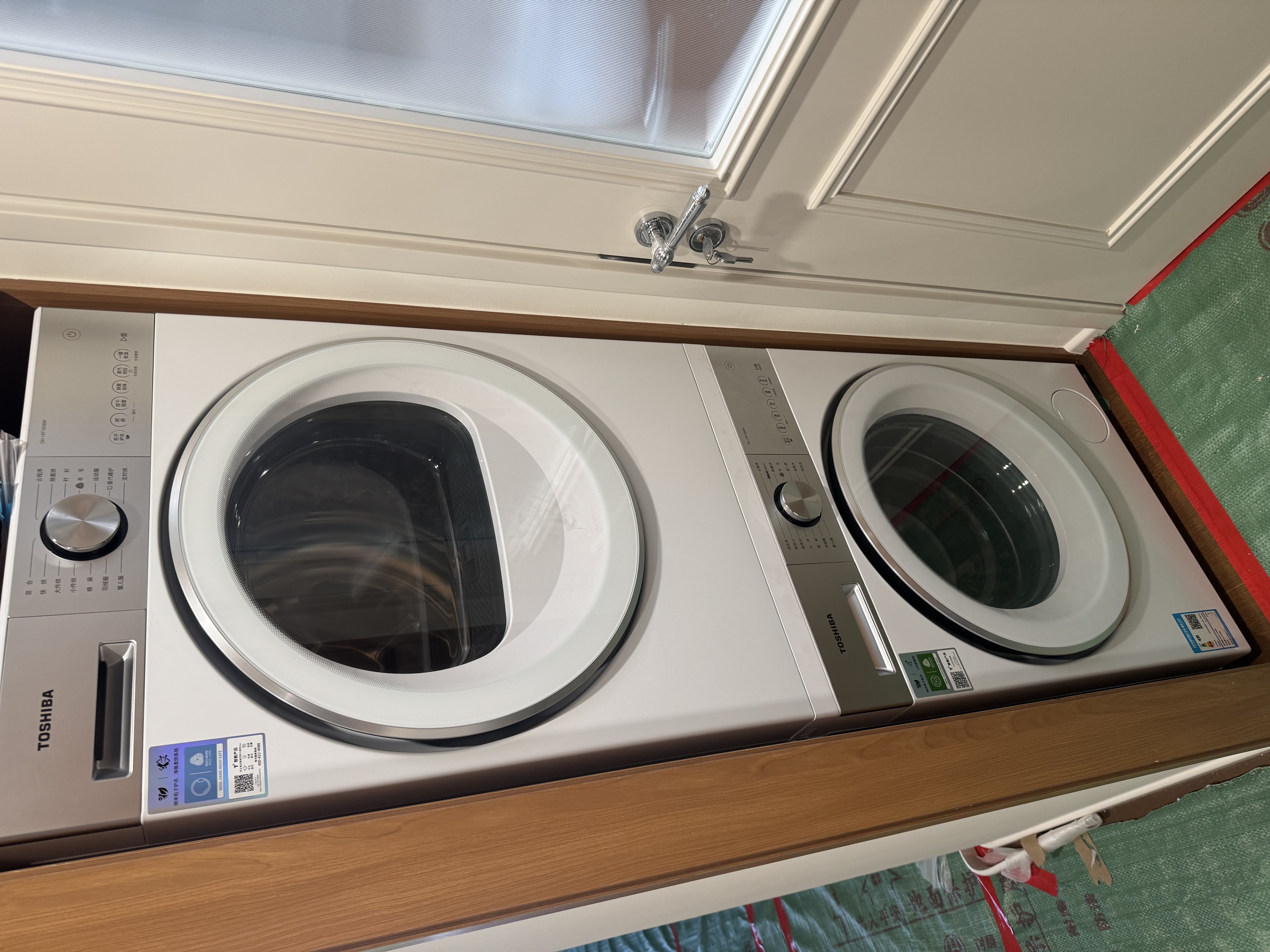 东芝（TOSHIBA）玉兔2.0高奢洗烘套装 全自动滚筒洗衣机家用+变频热泵烘干机 一级能效省电DG-10T183BW+183 实拍图
