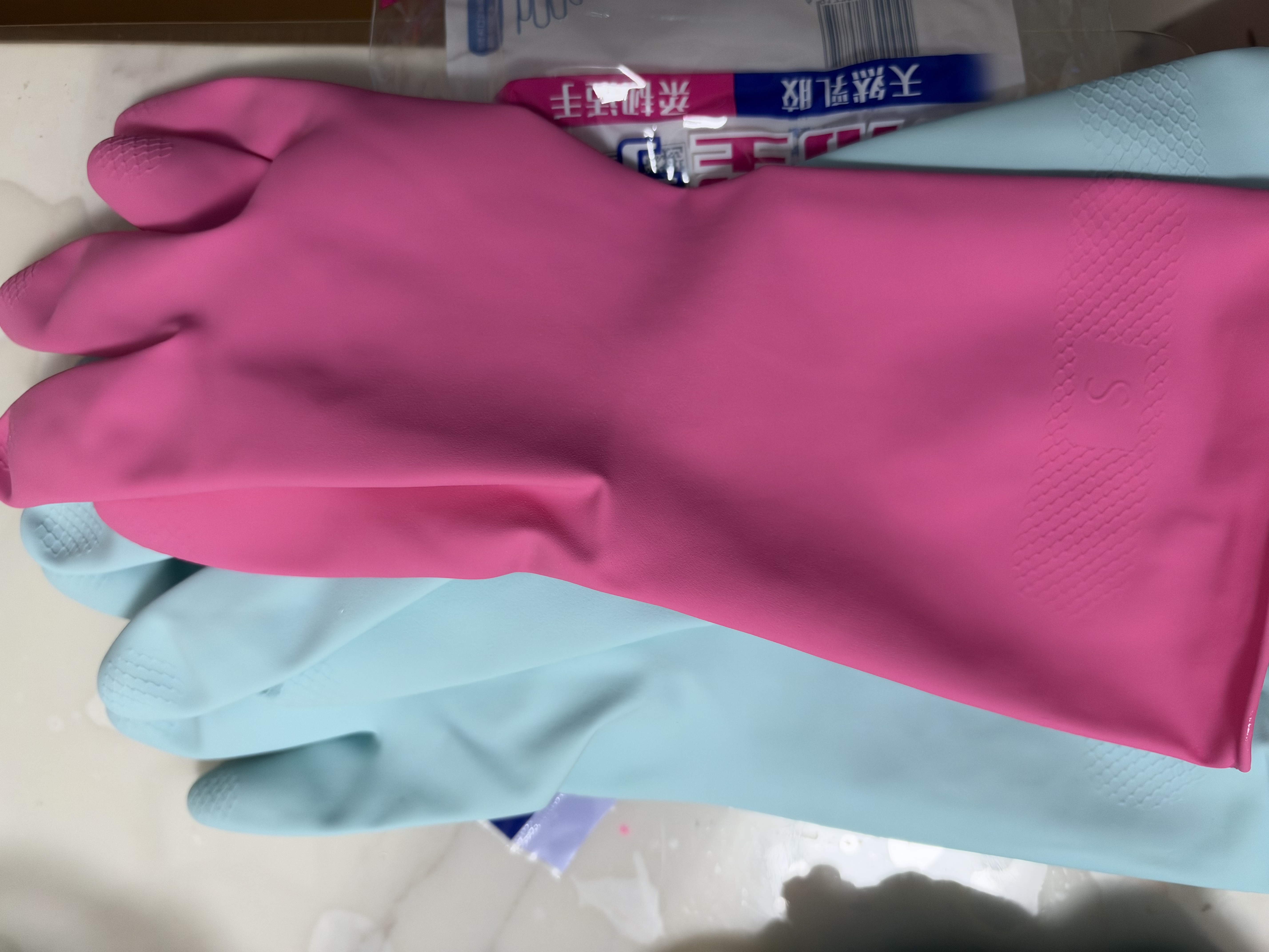 妙洁耐用型手套 天然乳胶 2双装 小号S码 洗碗手套多款包装随机发货 实拍图