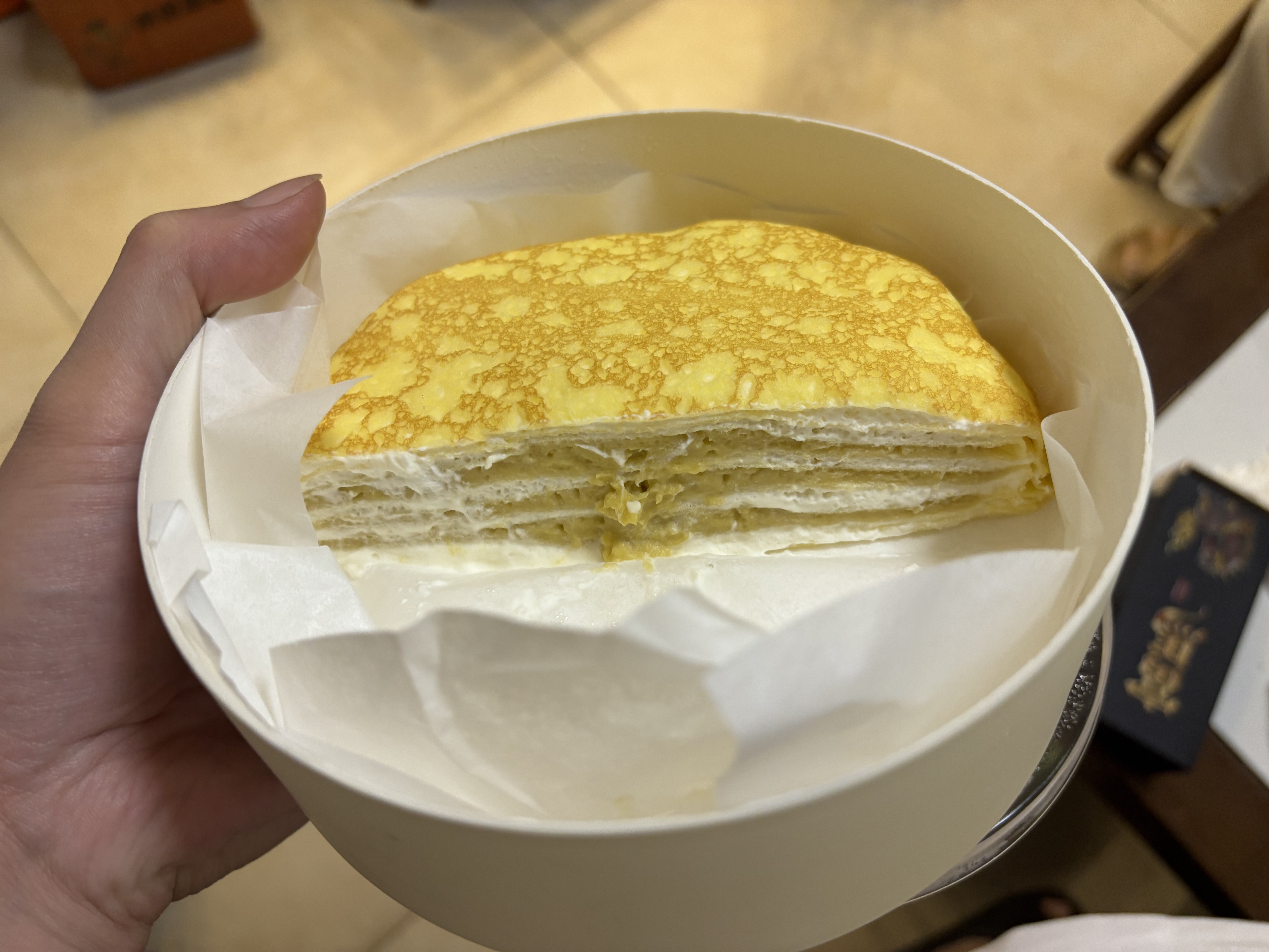 鲜京采【榴莲果肉＞38%】超浓郁猫山王榴莲千层420g6寸蛋糕甜品茶歇聚会 实拍图