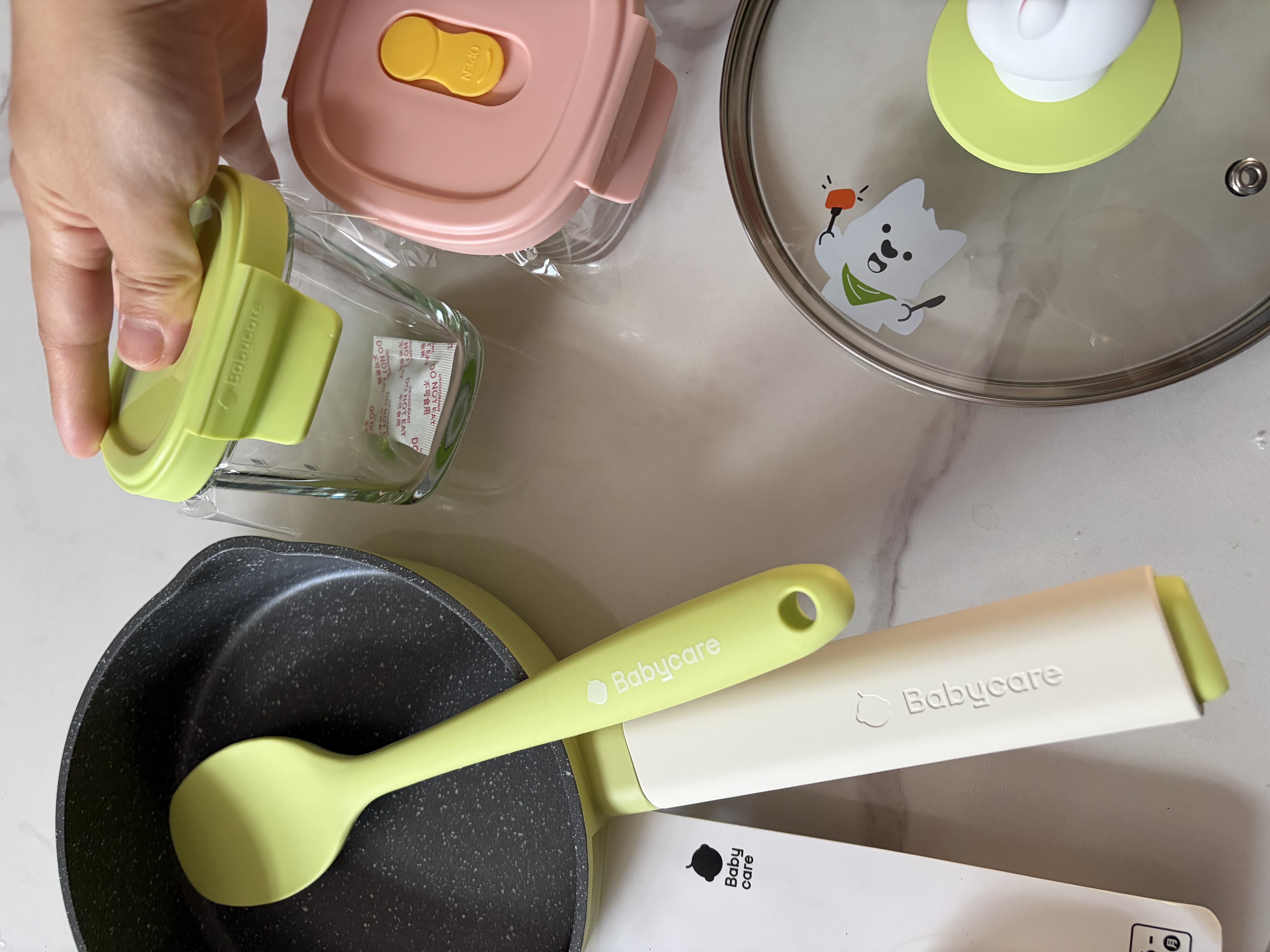 babycare婴儿辅食盒玻璃宝宝辅食保鲜工具便携防漏蒸煮冷冻储存青+粉220ml 实拍图