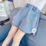 儿童裤子夏季薄款 女童牛仔短裤夏装2022新款儿童洋气女孩裤子中大童夏季薄款外穿潮 蓝色 160建议身高 150左右 实拍图
