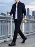 罗蒙（ROMON）外套夹克男士秋季潮流商务休闲厅局风行政立领上衣男装KJ11黑XL 实拍图