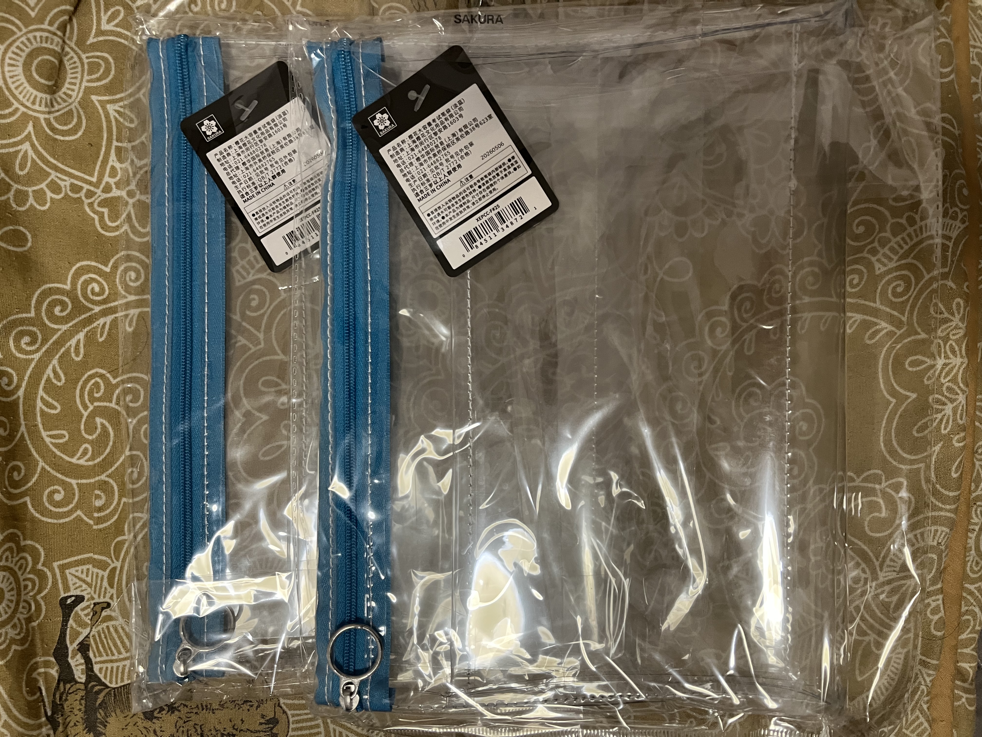 樱花（SAKURA）透明笔袋考试塑料文具可带入考场简约男女学生用大容量笔袋糖果色小清新防水文具袋-淡蓝开学文具 实拍图