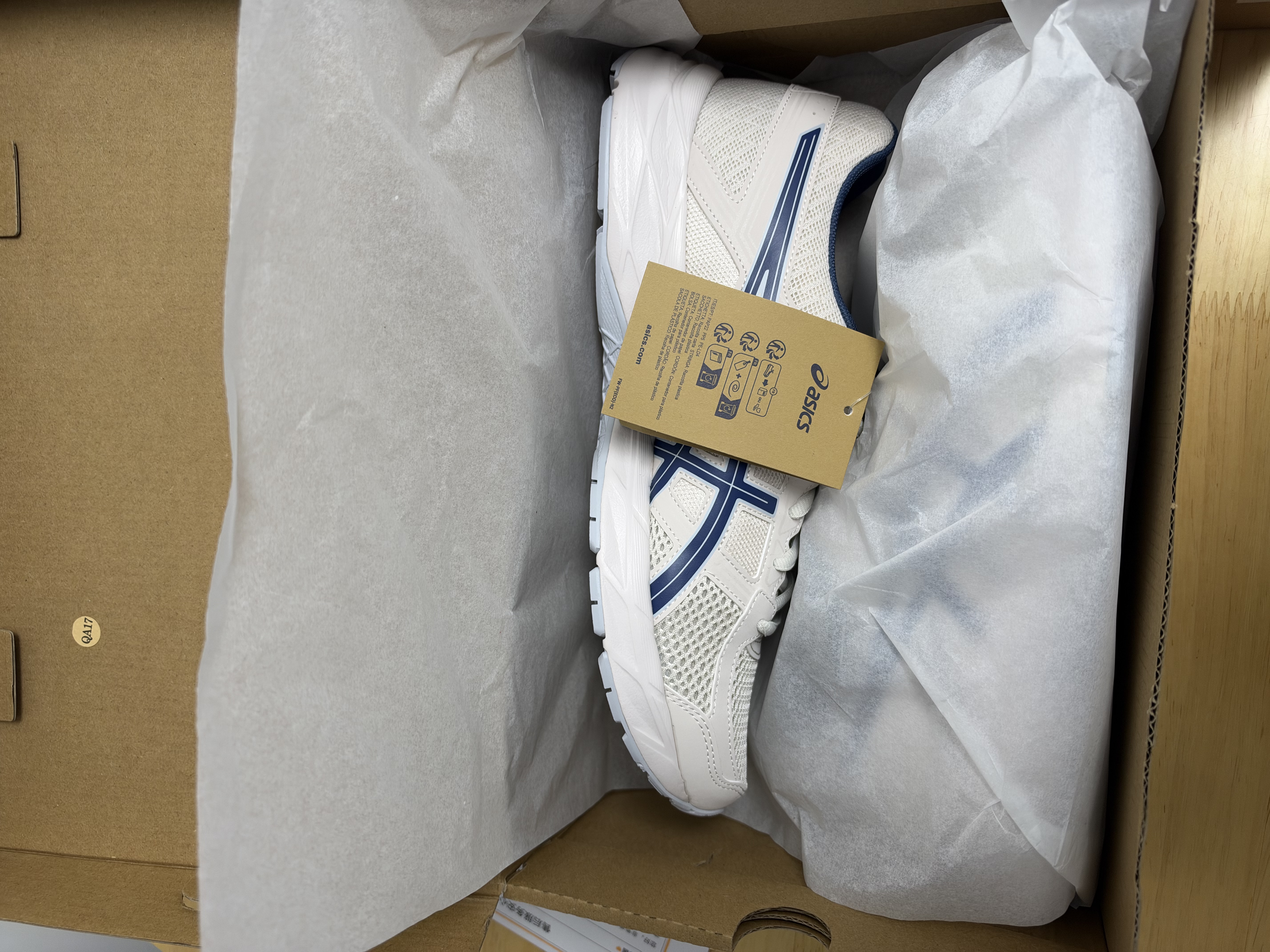 亚瑟士ASICS男鞋透气跑鞋运动鞋缓震舒适跑步鞋 GEL-CONTEND 4 米白色/蓝色 43.5 实拍图