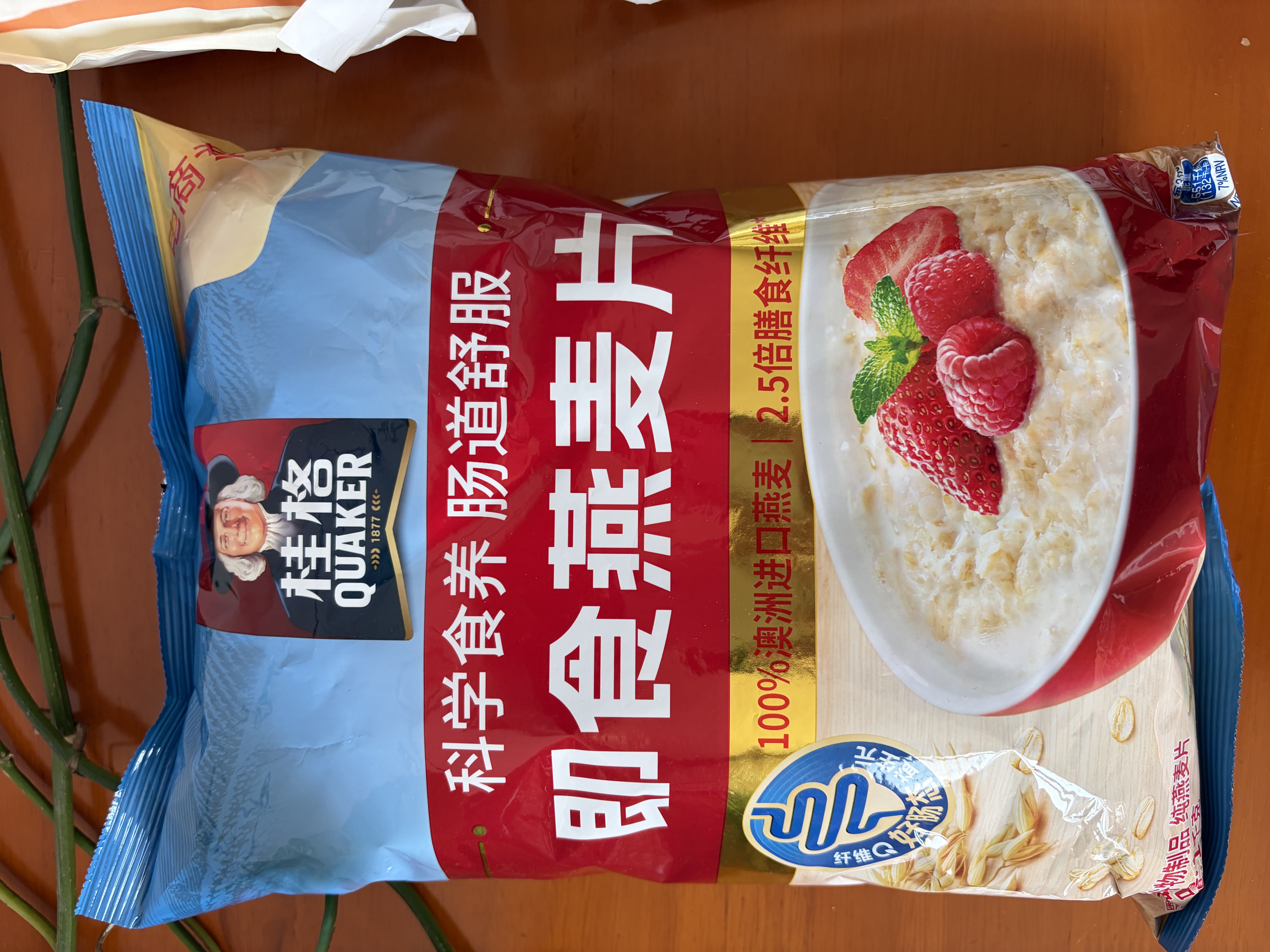 桂格（QUAKER）即食燕麦片1000g袋装 纯麦片 零添加蔗糖 高纤 早餐囤货装 实拍图