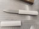 得力（deli）水果刀小刀学生宿舍安全水果刀西瓜刀家用直柄便携瓜果刀削皮辅食小刀刀具 白色TD242 实拍图
