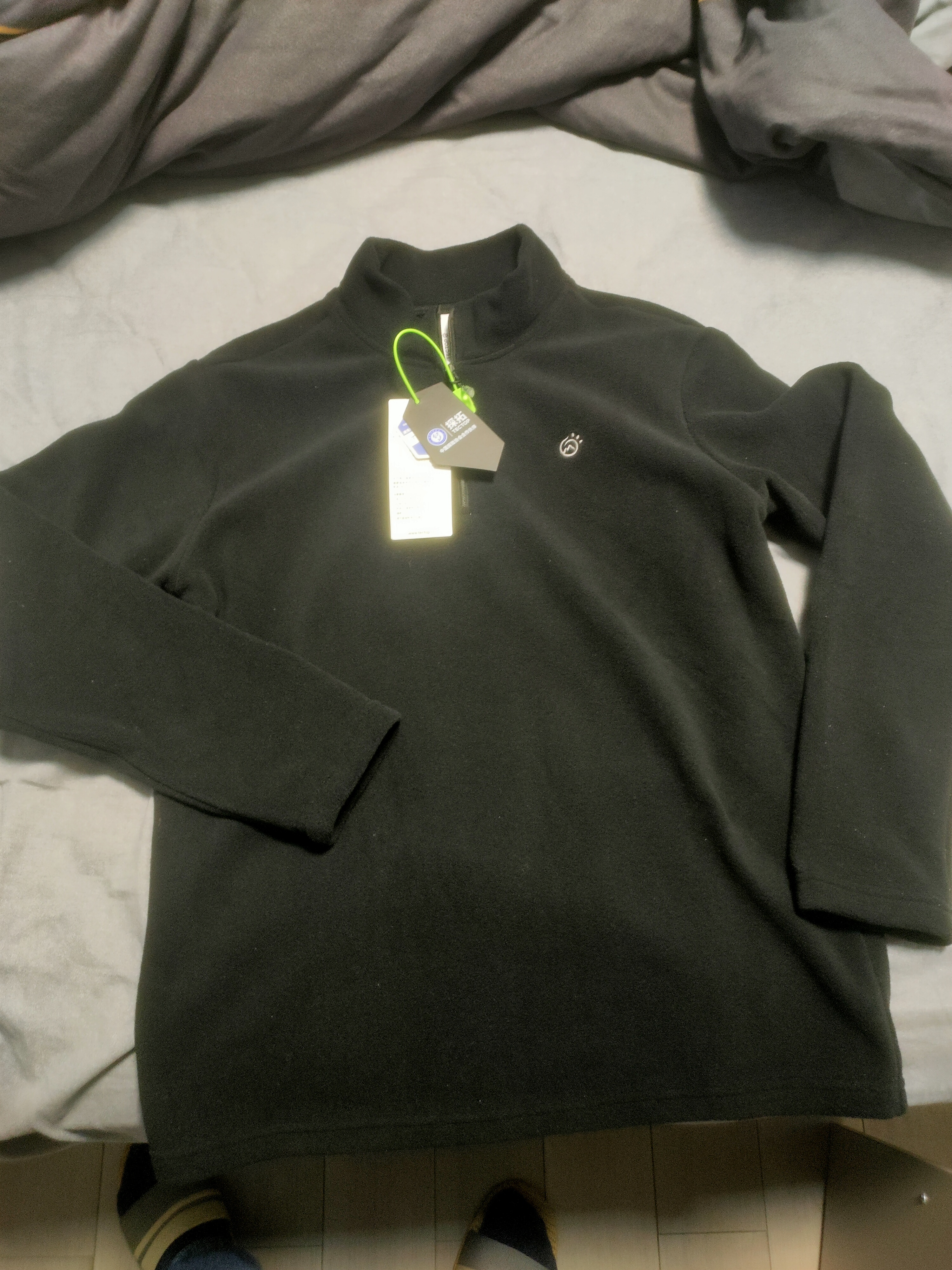 探拓（TECTOP）抓绒衣 保暖抓绒衣立领半开衫抓绒衣 033 男款黑色 M 实拍图