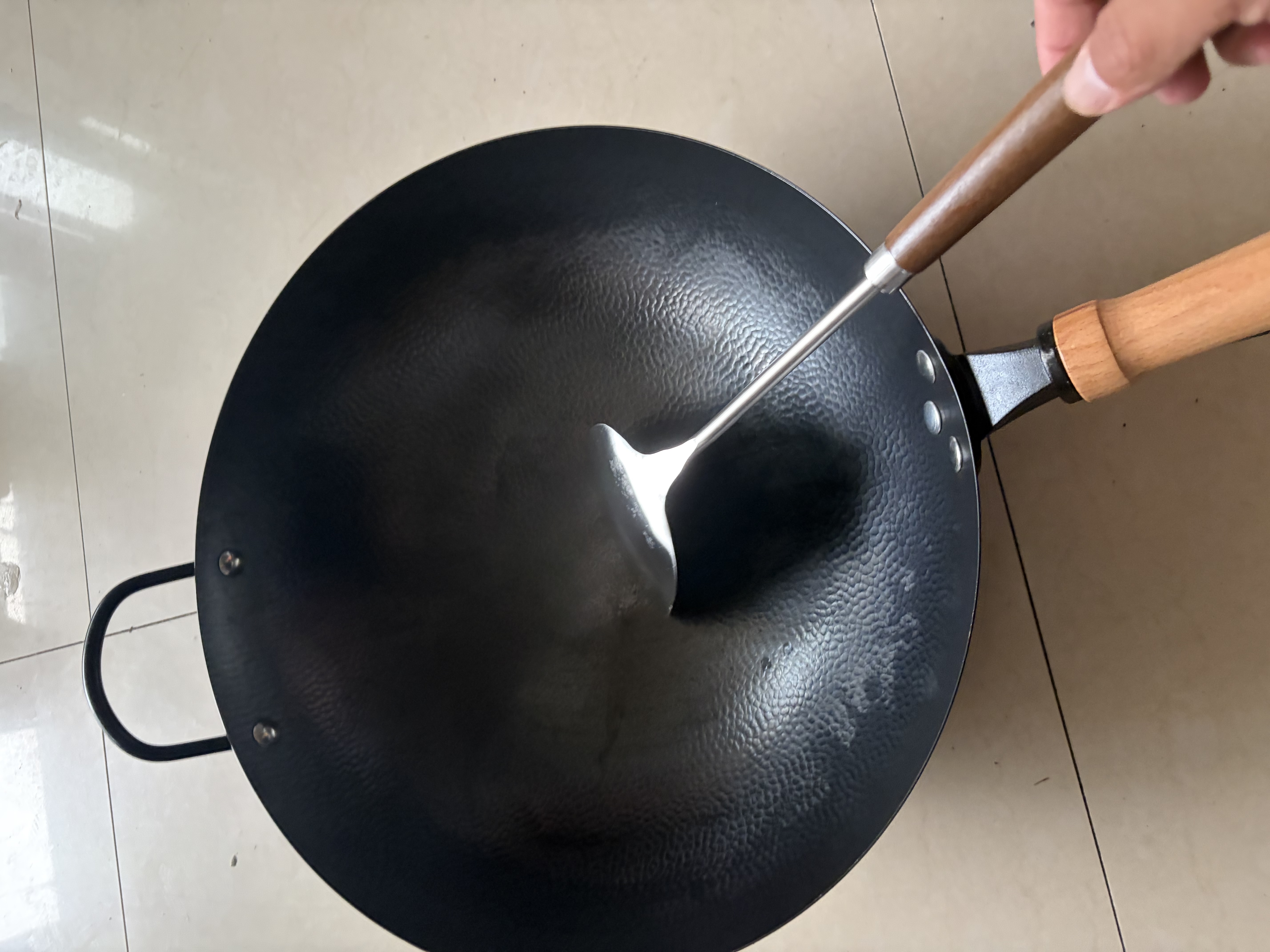 冀铁锤章丘炒锅铁锅炒菜锅不易粘锅手工锻打无涂层熟铁锅燃气灶36cm加耳 实拍图