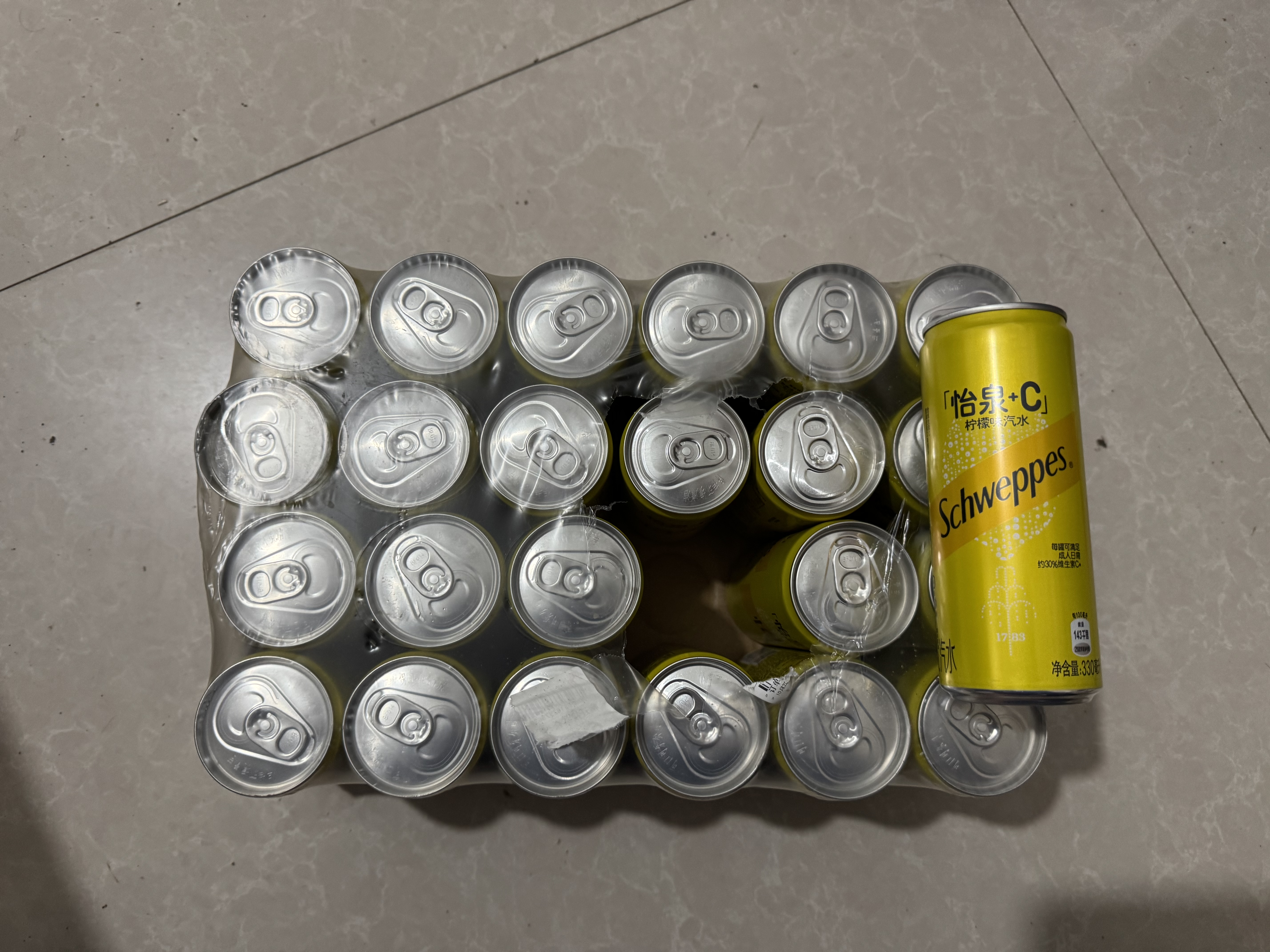 可口可乐（Coca-Cola）怡泉 +C 柠檬味 含维C汽水饮料  330ml*24罐 实拍图