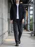 罗蒙（ROMON）夹克男潮流秋冬季商务行政立领宽松休闲防风外套男装JK83黑色XL 实拍图