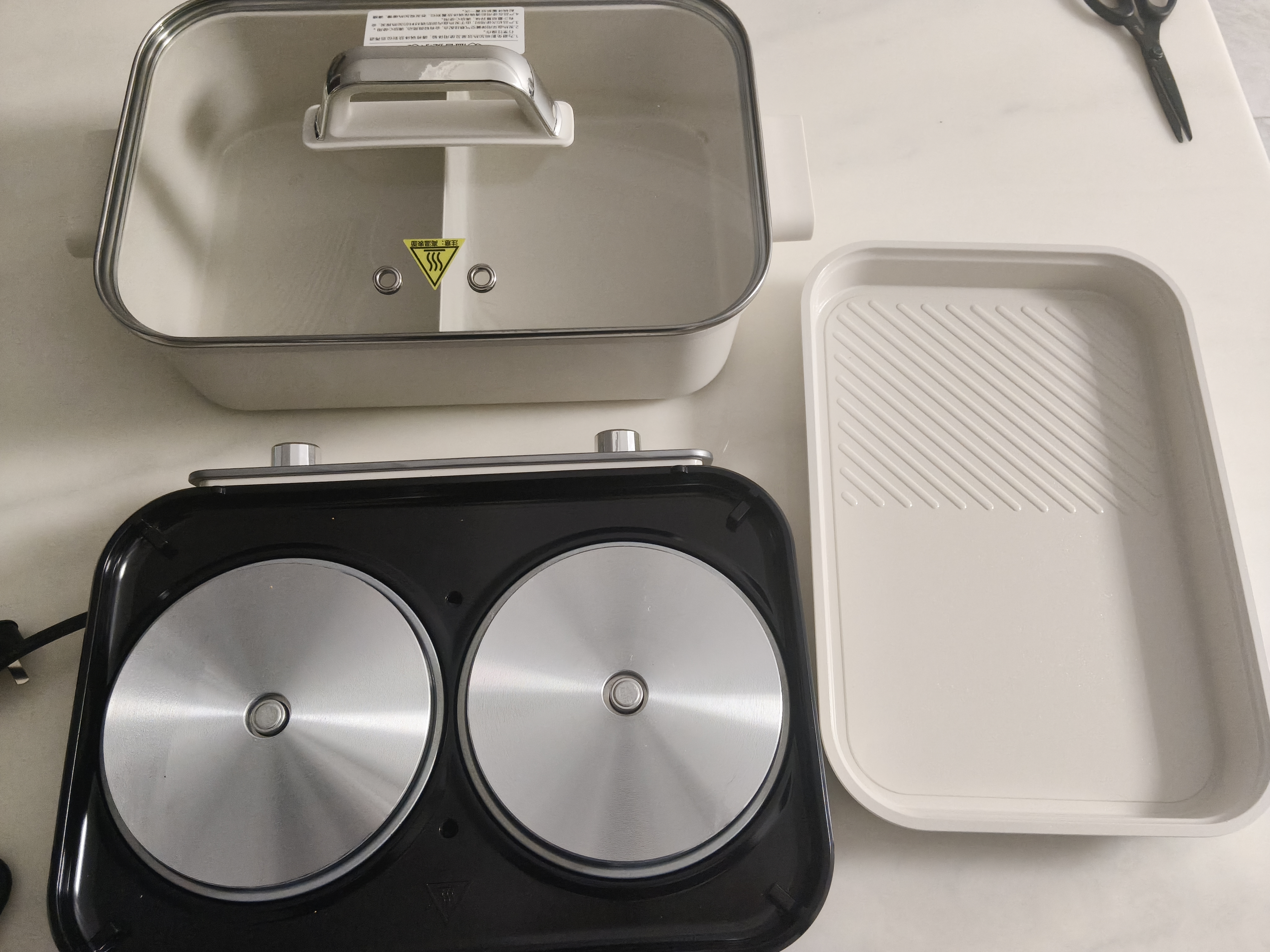 美的（Midea）电火锅鸳鸯锅烤肉锅火锅0氟涂层超薄速沸电火锅多功能锅料理锅分体6.5L多用途锅DLS3322R2 实拍图