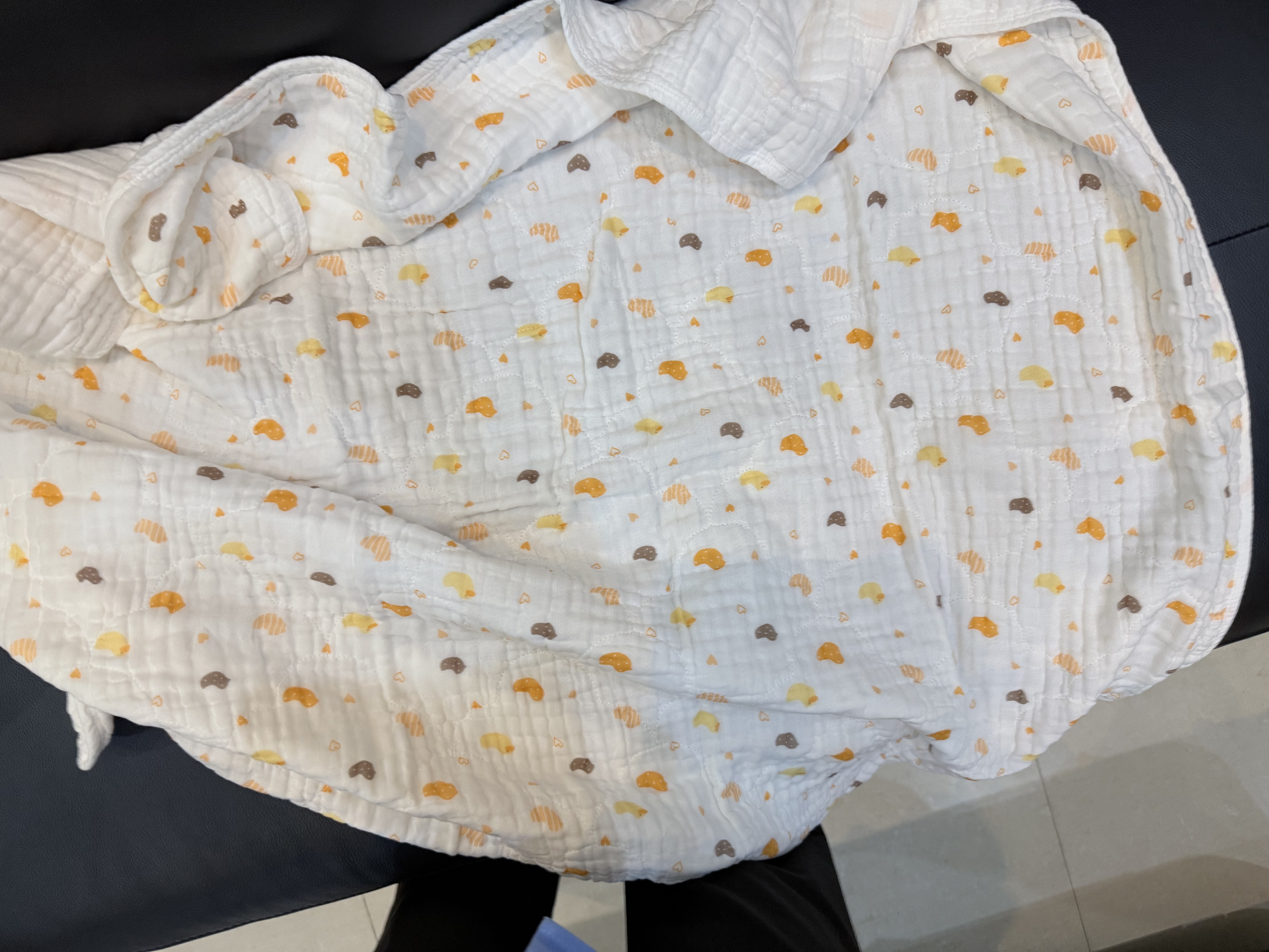 全棉时代 婴儿浴巾 新生儿童6层水洗纱布浴巾宝宝纯棉小鸭子115*115cm 实拍图
