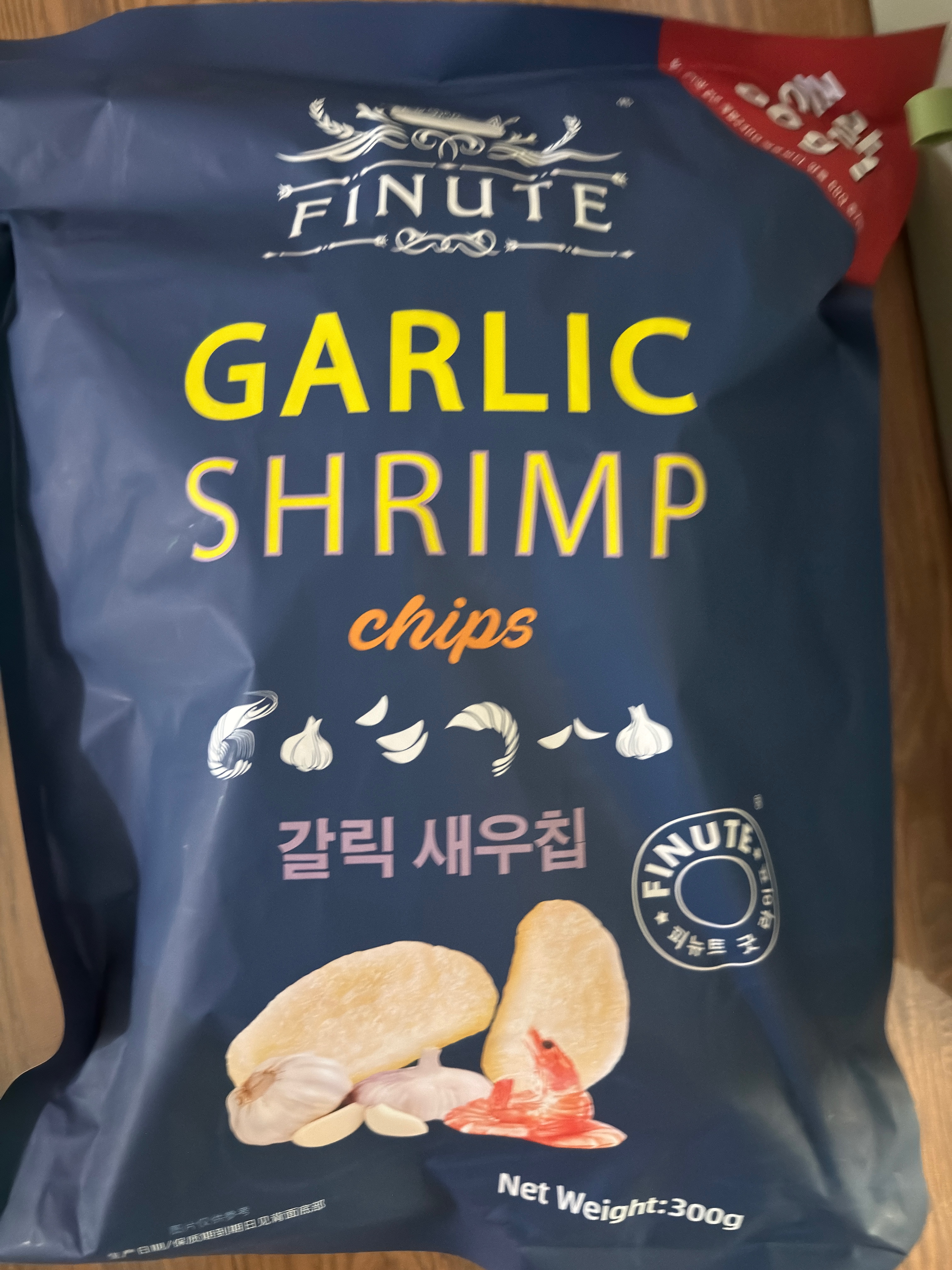 FINUTE蒜味虾片(膨化食品) 300g 300g*1袋 实拍图