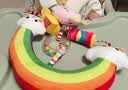 XUM肯德基婴儿餐椅同款宝宝多功能座椅儿童高度可调成长吃饭餐桌椅 青色+双餐盘+刹车轮+坐垫+置物兜 实拍图