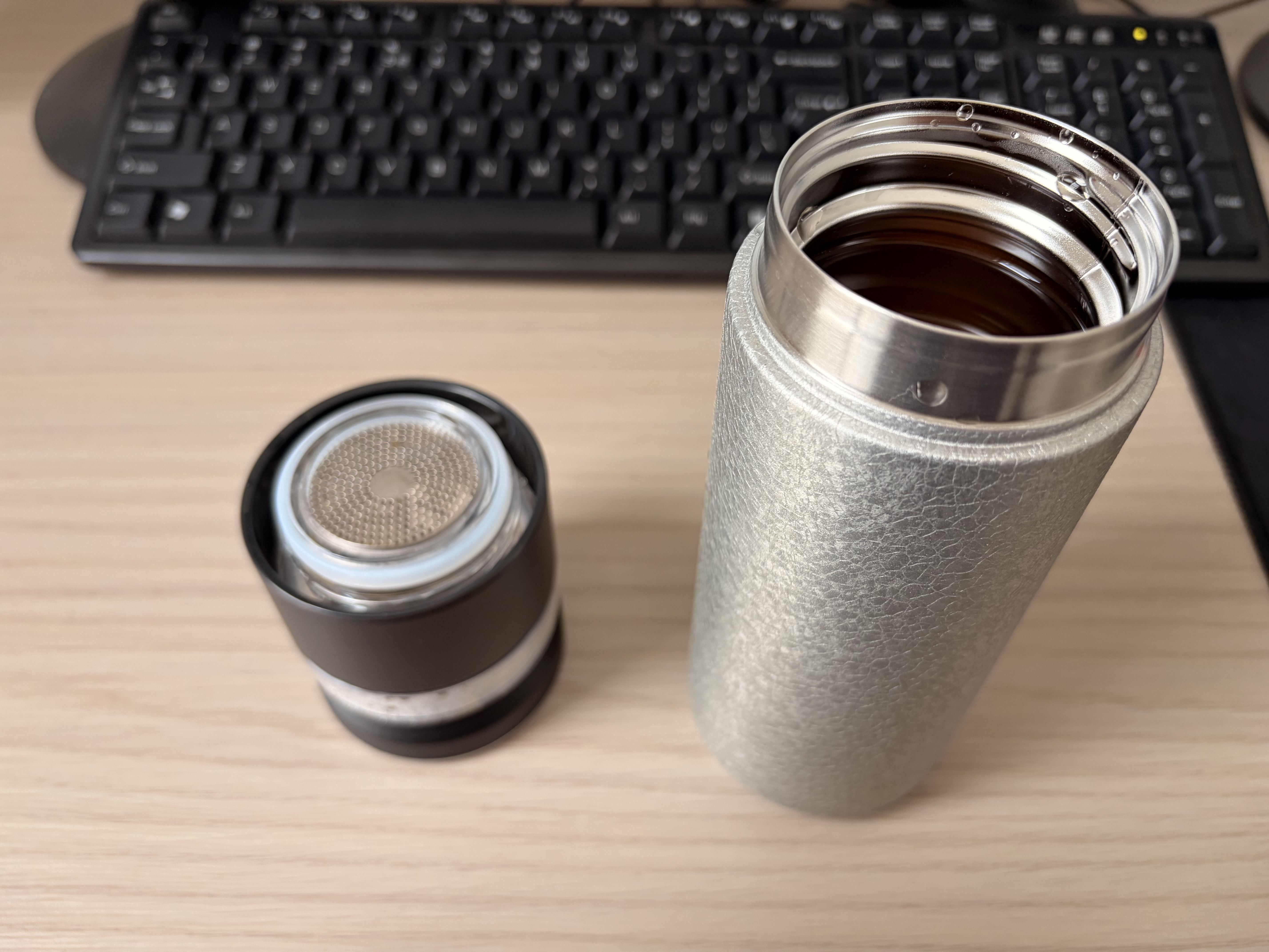 京东京造钛健康保温杯纯钛茶隔【茶水分离】茶杯子男女大容量 冰花漆500ml 实拍图