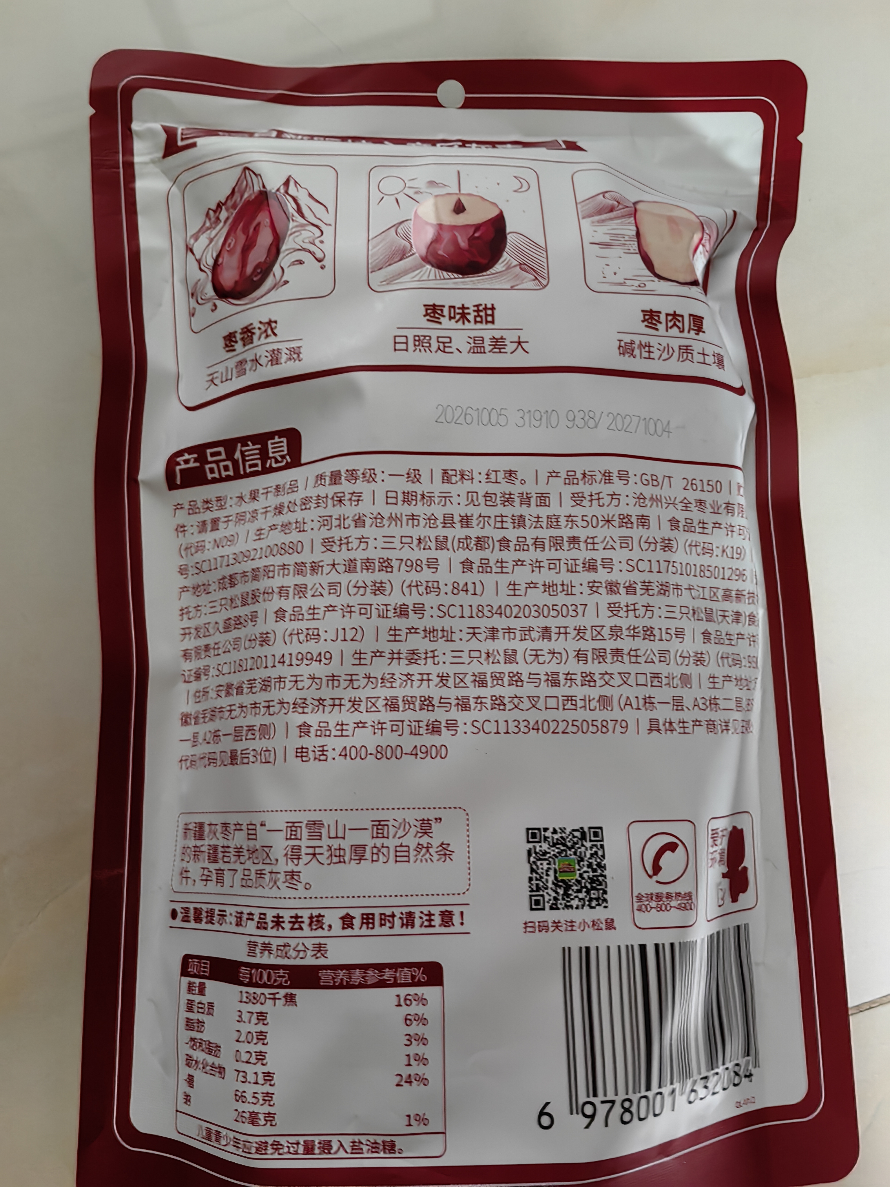 三只松鼠一级灰枣500g红枣免洗新疆特产大枣蜜饯果干煮粥煲汤即食休闲零食 实拍图