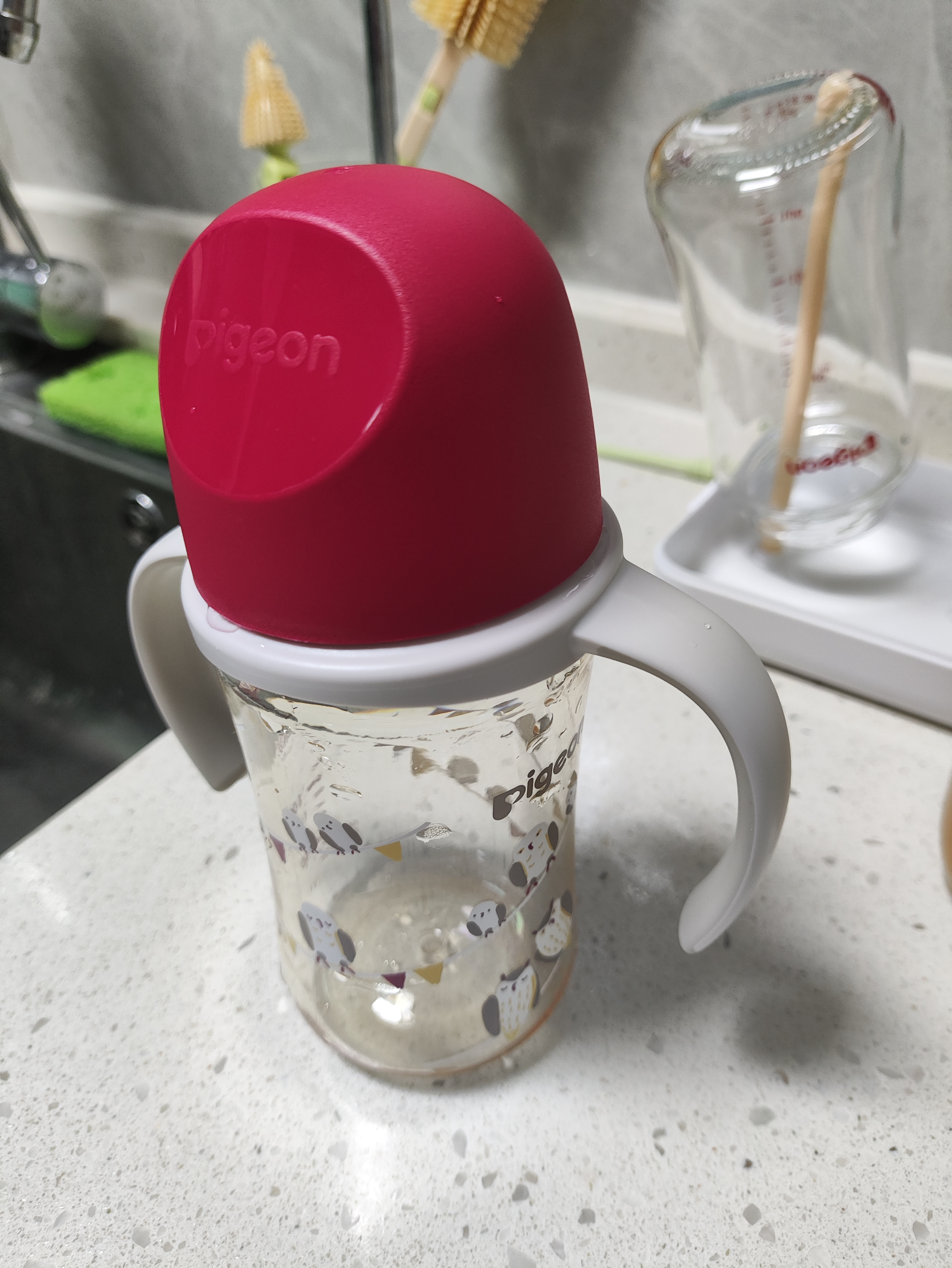 贝亲（Pigeon）PPSU双把手防胀气奶瓶240ml 猫头鹰 L号奶嘴 6月+ AA221 实拍图
