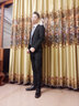 颜丁西服男休闲小西装外套商务男士修身春秋季上衣整套新郎伴郎服套装 黑色套装【上衣+裤子】 M 实拍图