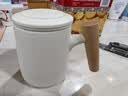 简约陶瓷泡茶杯茶水分离杯个人家用办公带盖过滤水杯马克杯子定制 陶瓷柄办公杯【米黄釉】 实拍图